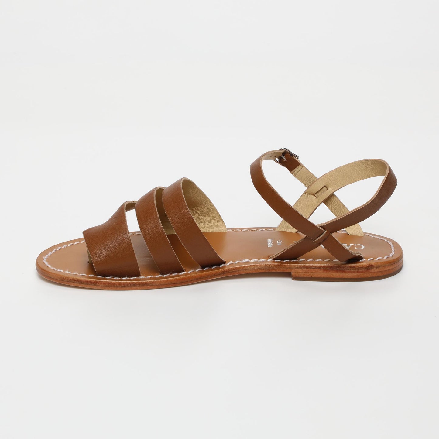 Ana sandales en cuir camel