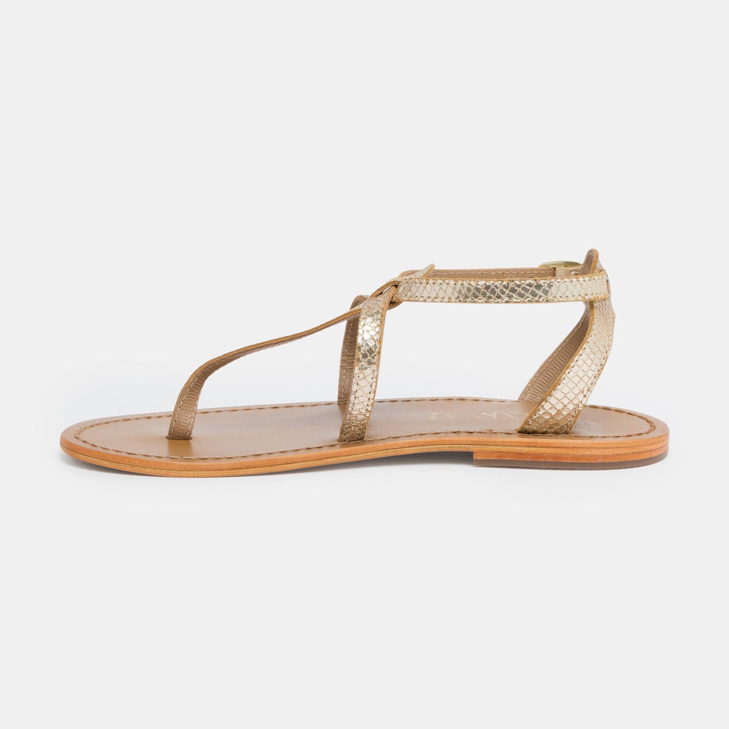 BARRA sandales en cuir gold snake