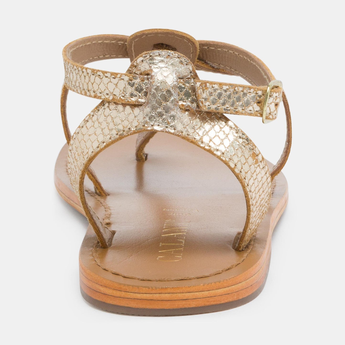 BARRA sandales en cuir gold snake