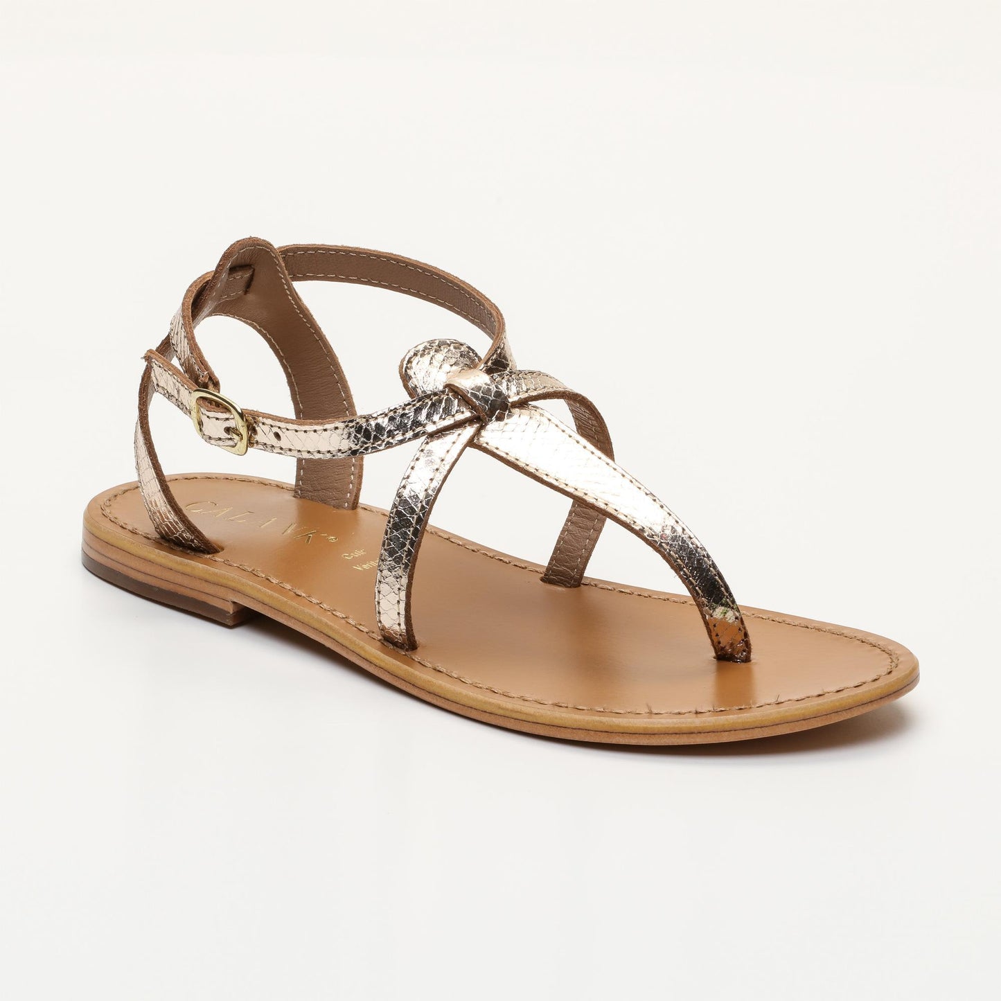 BARRA sandales en cuir gold snake