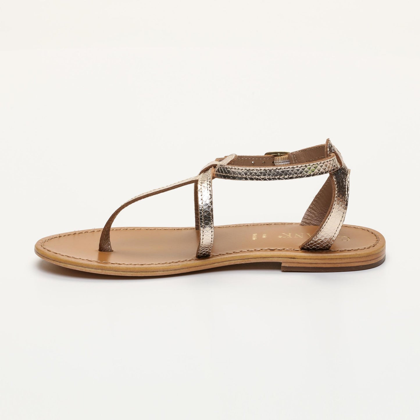 BARRA sandales en cuir gold snake