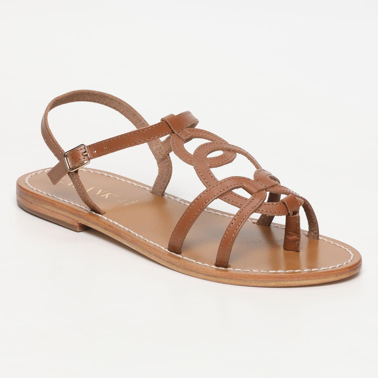 CABANA sandales en cuir camel
