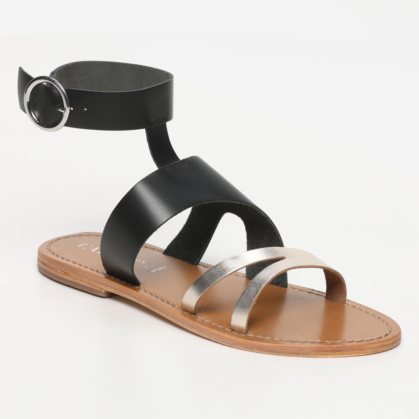 CANCHA sandales en cuir gold black