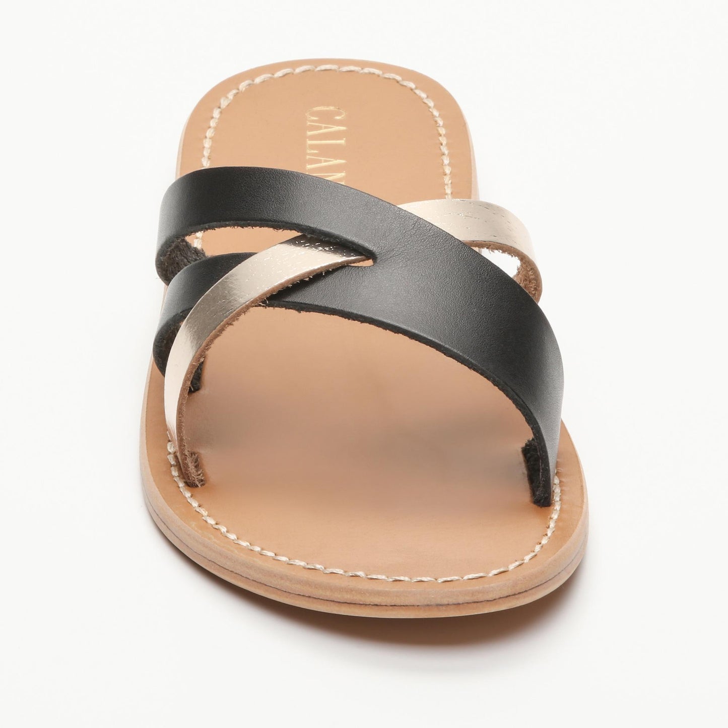 DAERE sandales en cuir black dark gold