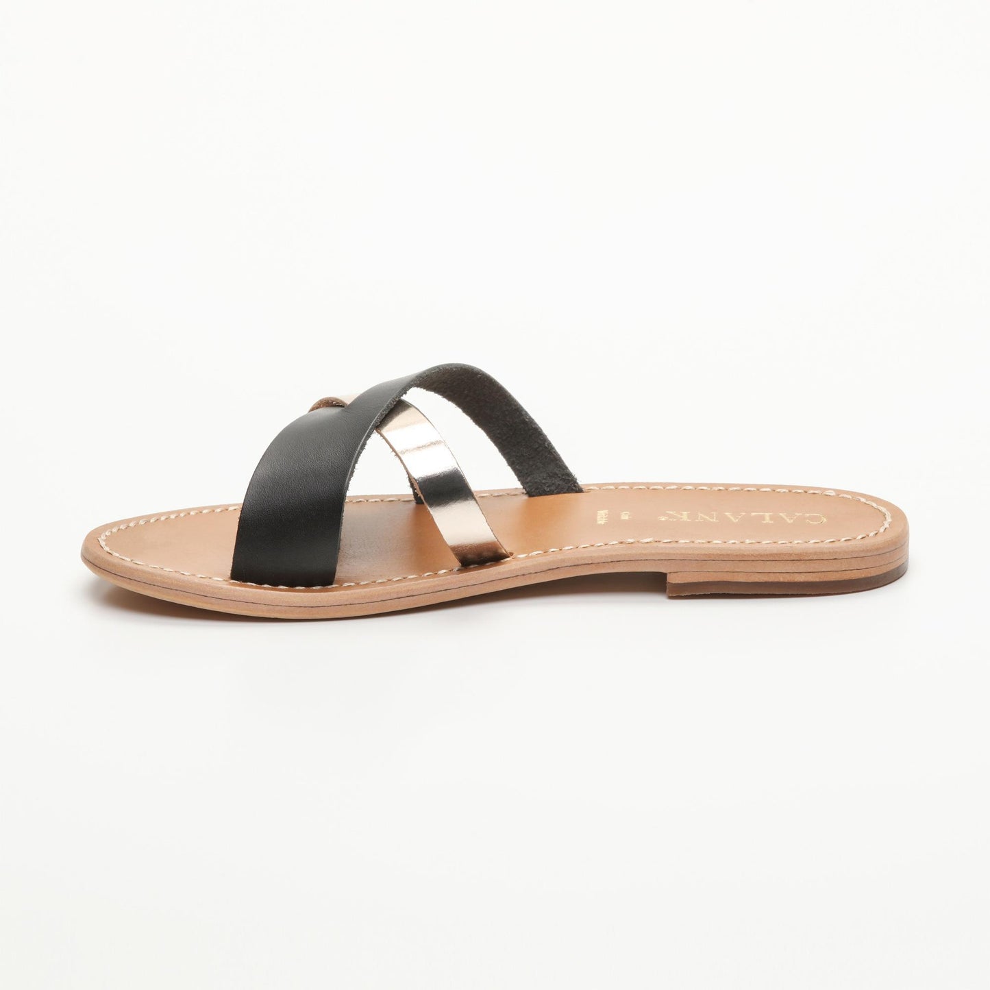 DAERE sandales en cuir black dark gold