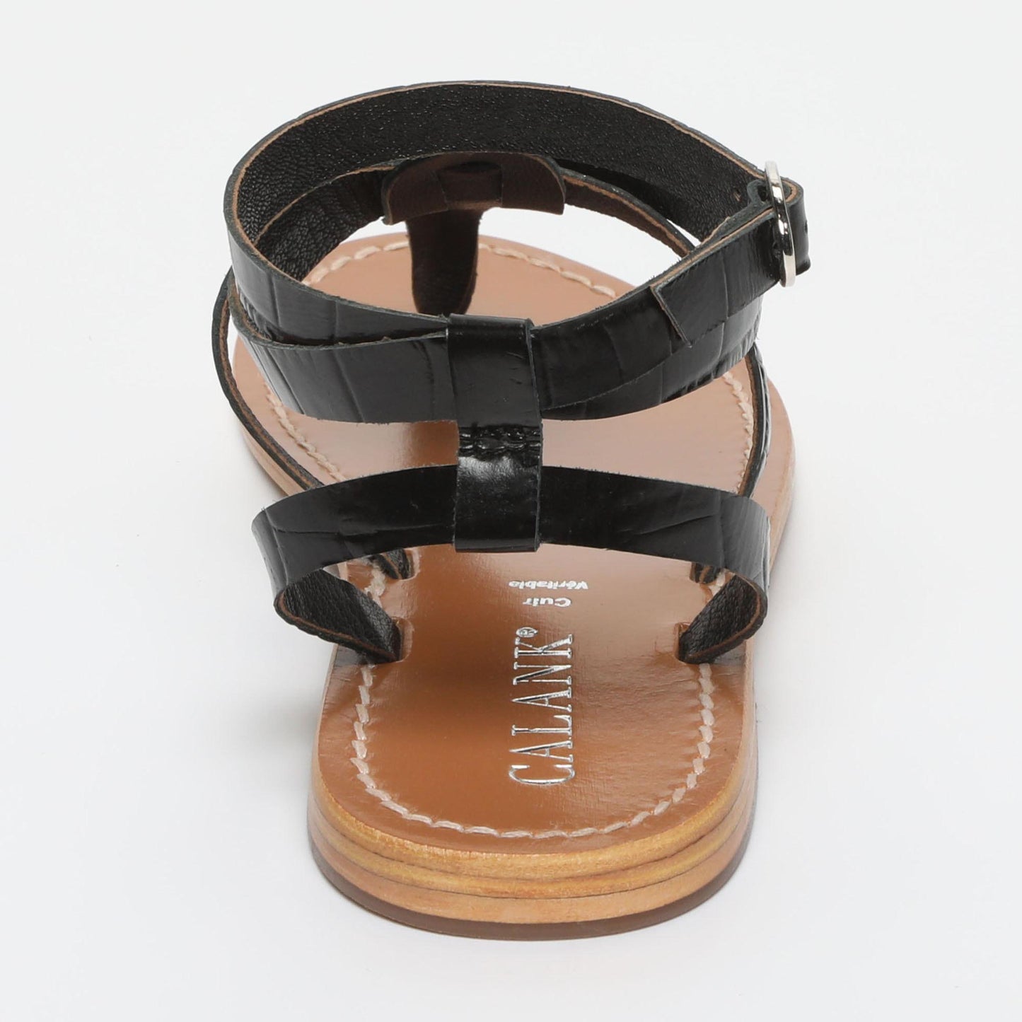 ESTHER sandales en cuir black croco