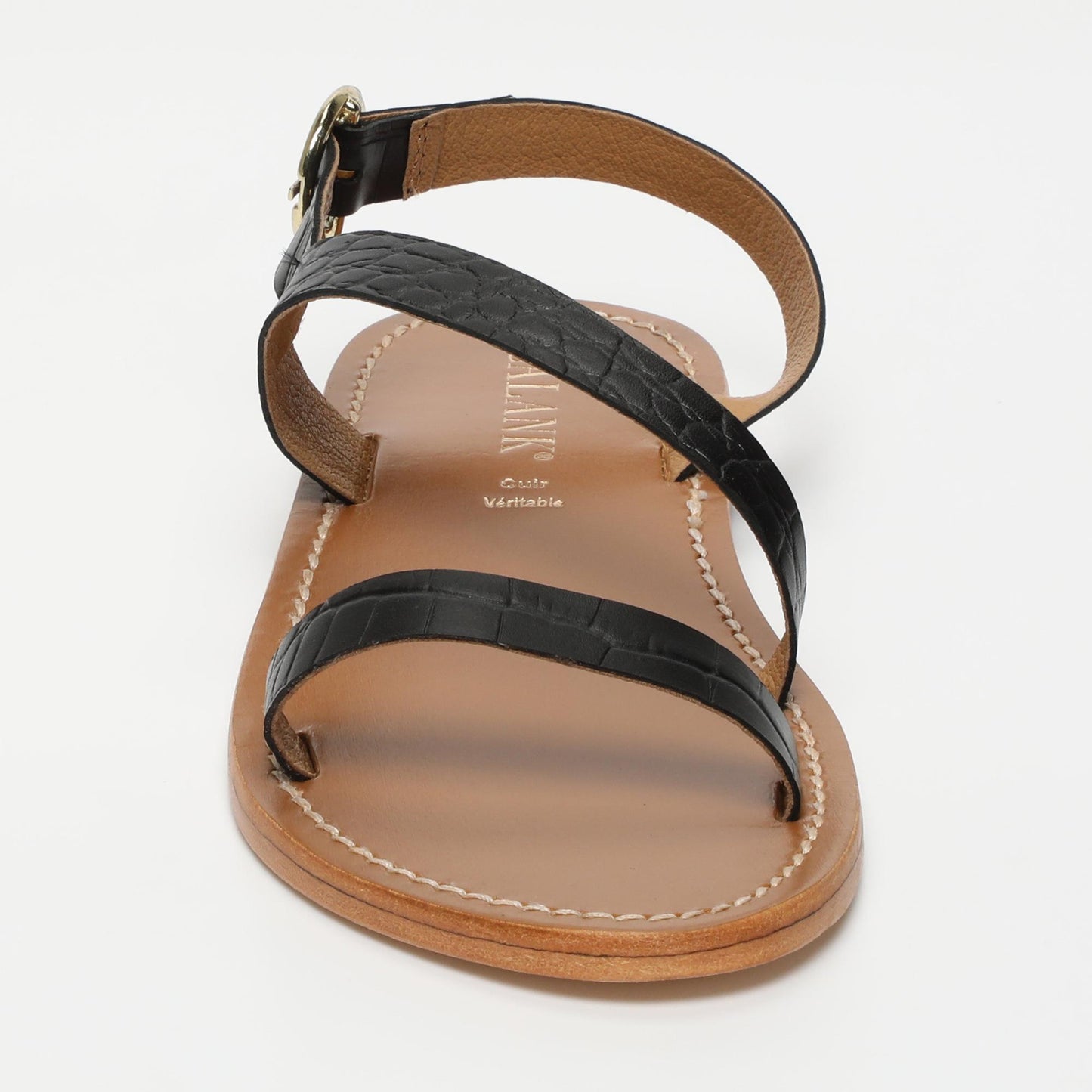 FATOMEH sandales en cuir black croco