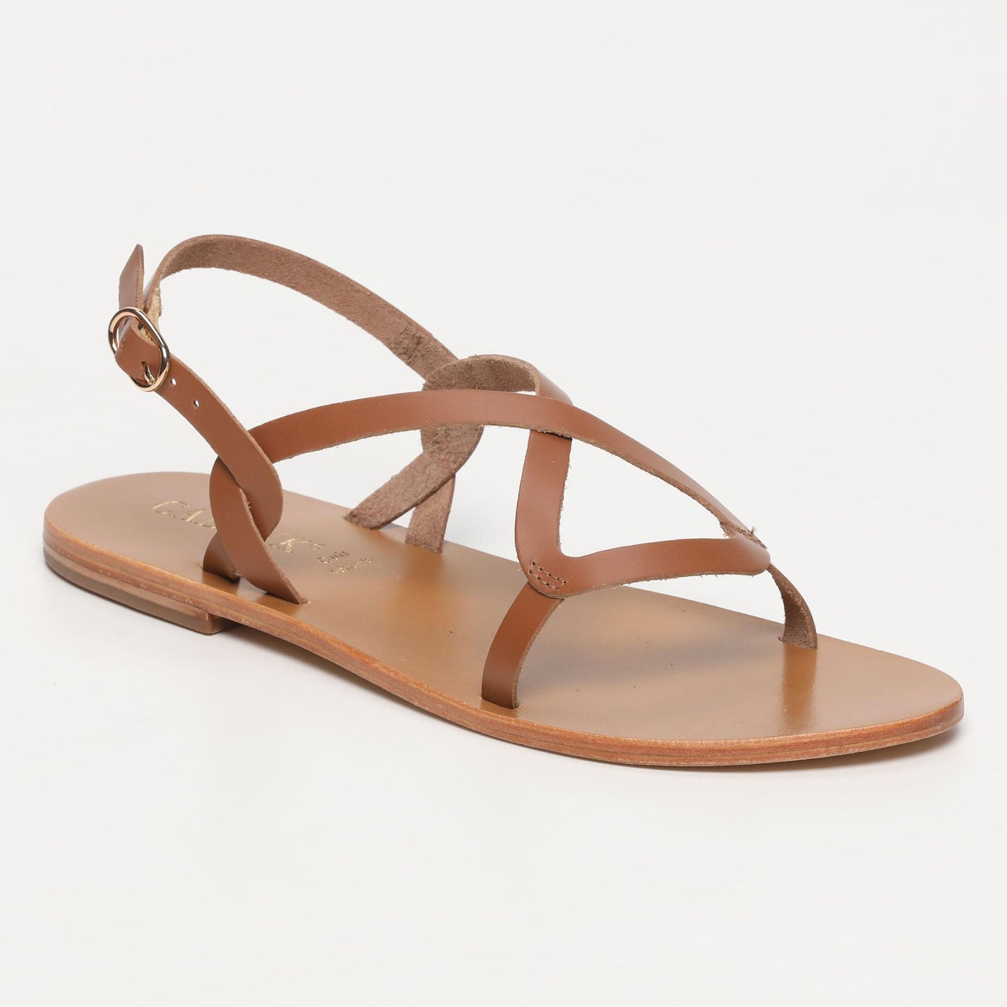 GAYPON sandales en cuir camel