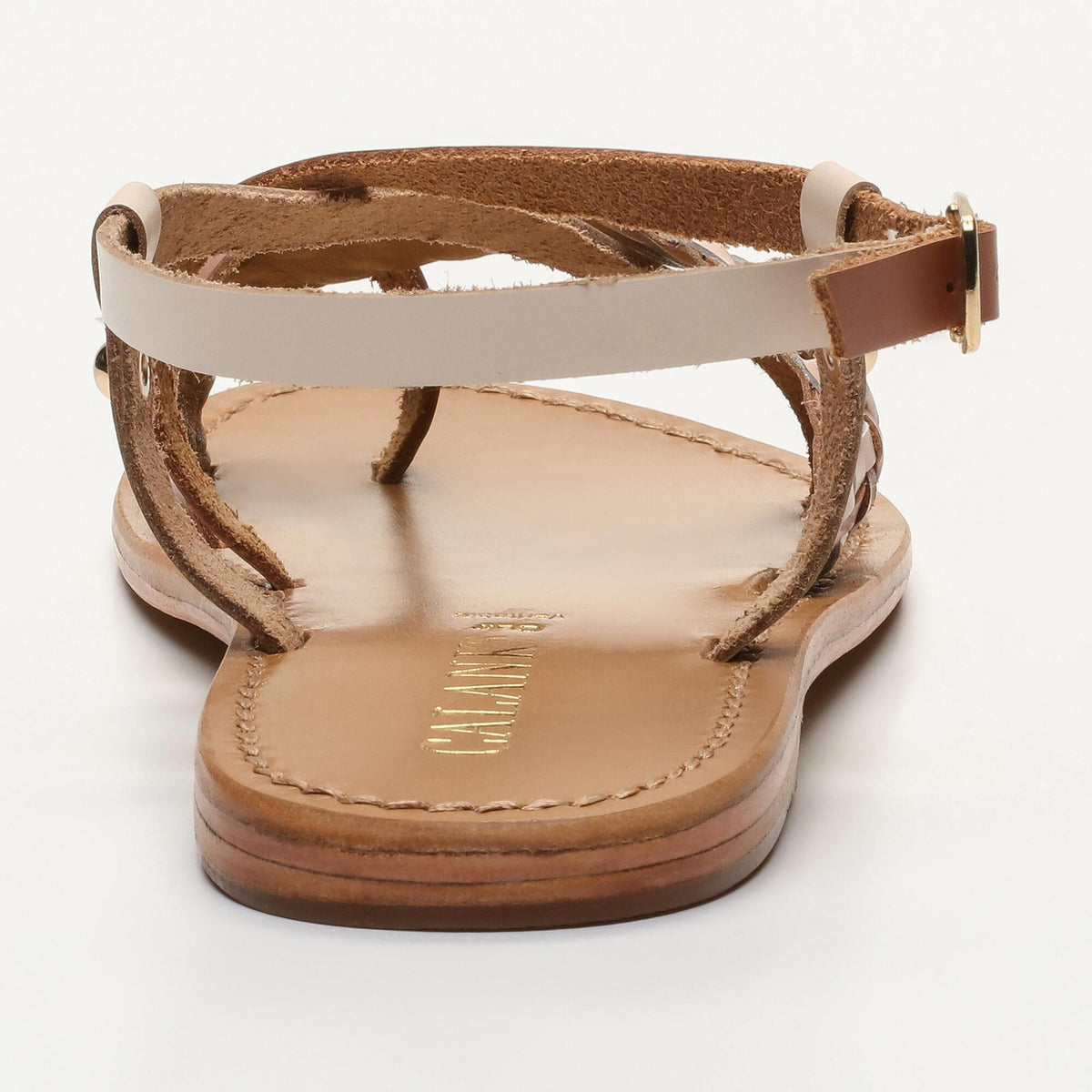 HECLA sandales en cuir tan beige bronze