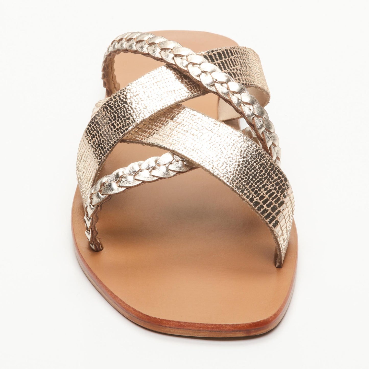 KINEKS sandales en cuir gold lizard gold