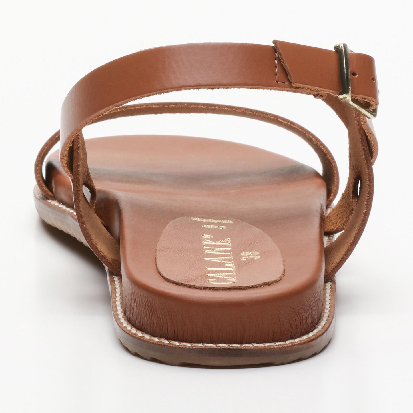 LACHE sandales en cuir camel