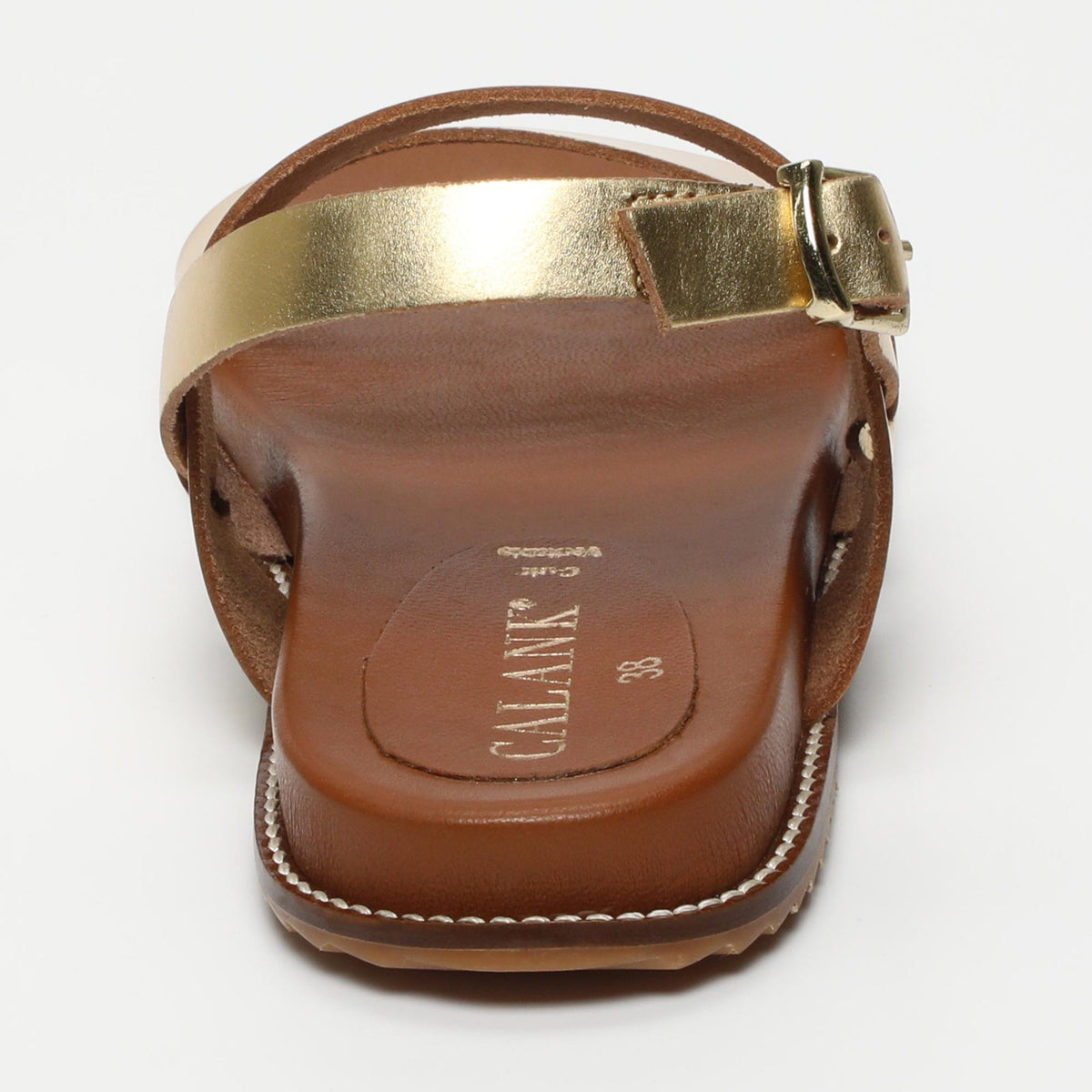 LACHE sandales en cuir dark gold