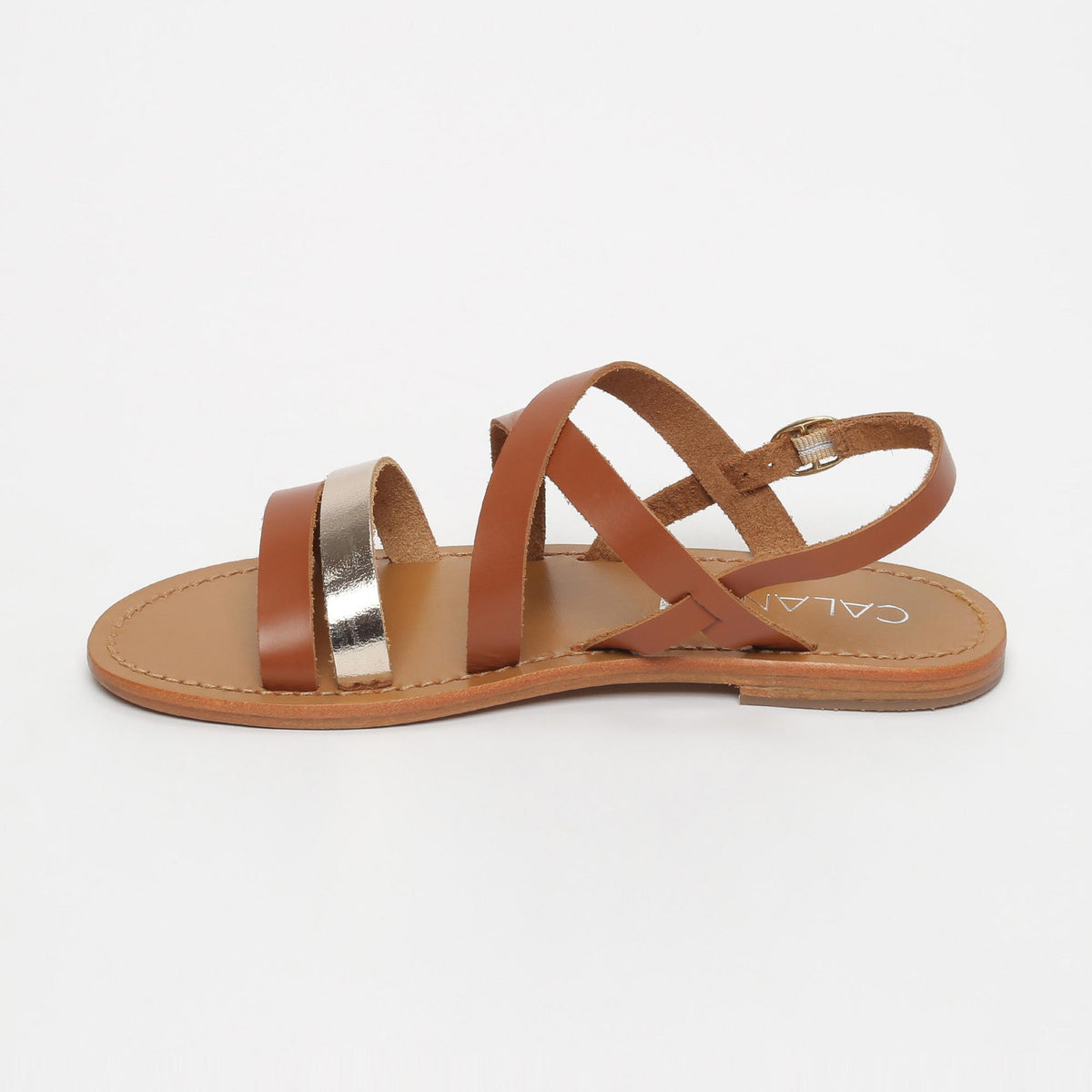 LEBLON sandales en cuir camel gold