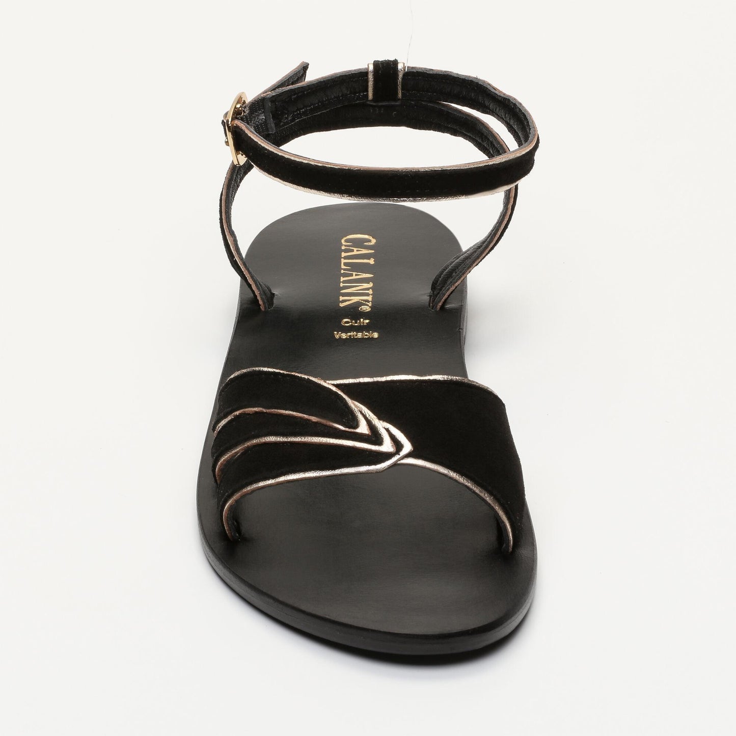 MALINA sandales en cuir black gold