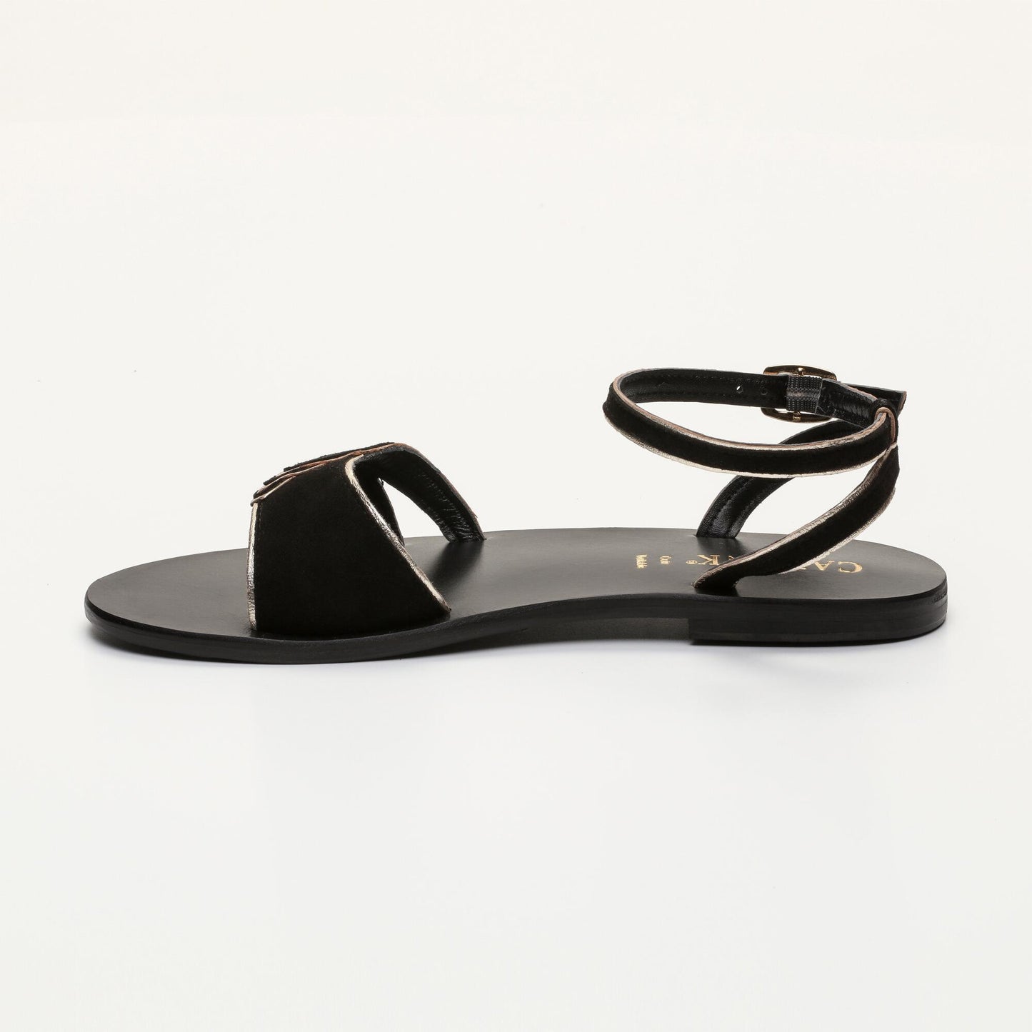 MALINA sandales en cuir black gold