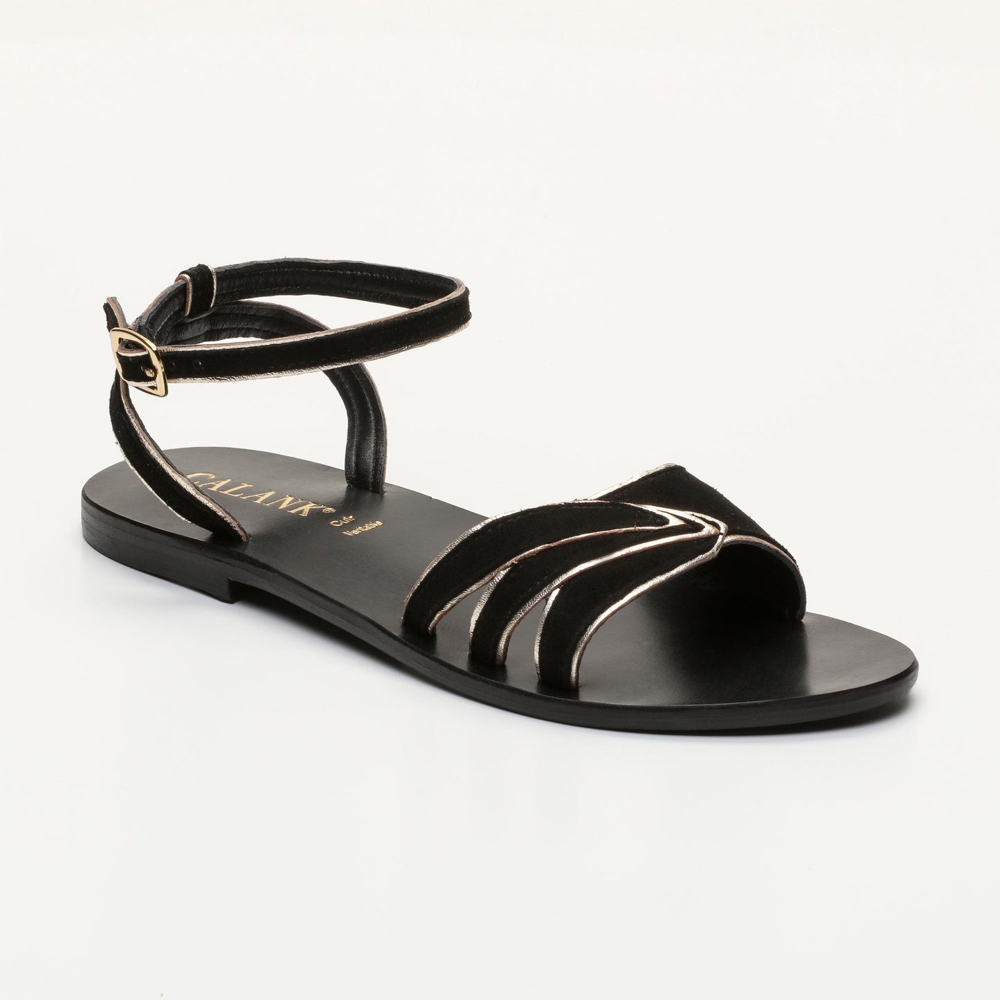 MALINA sandales en cuir black gold
