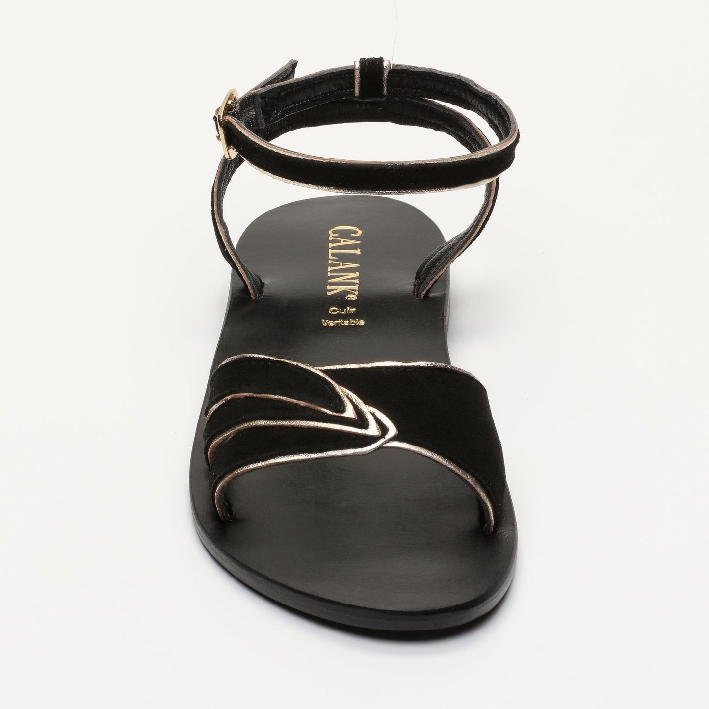 MALINA sandales en cuir black gold