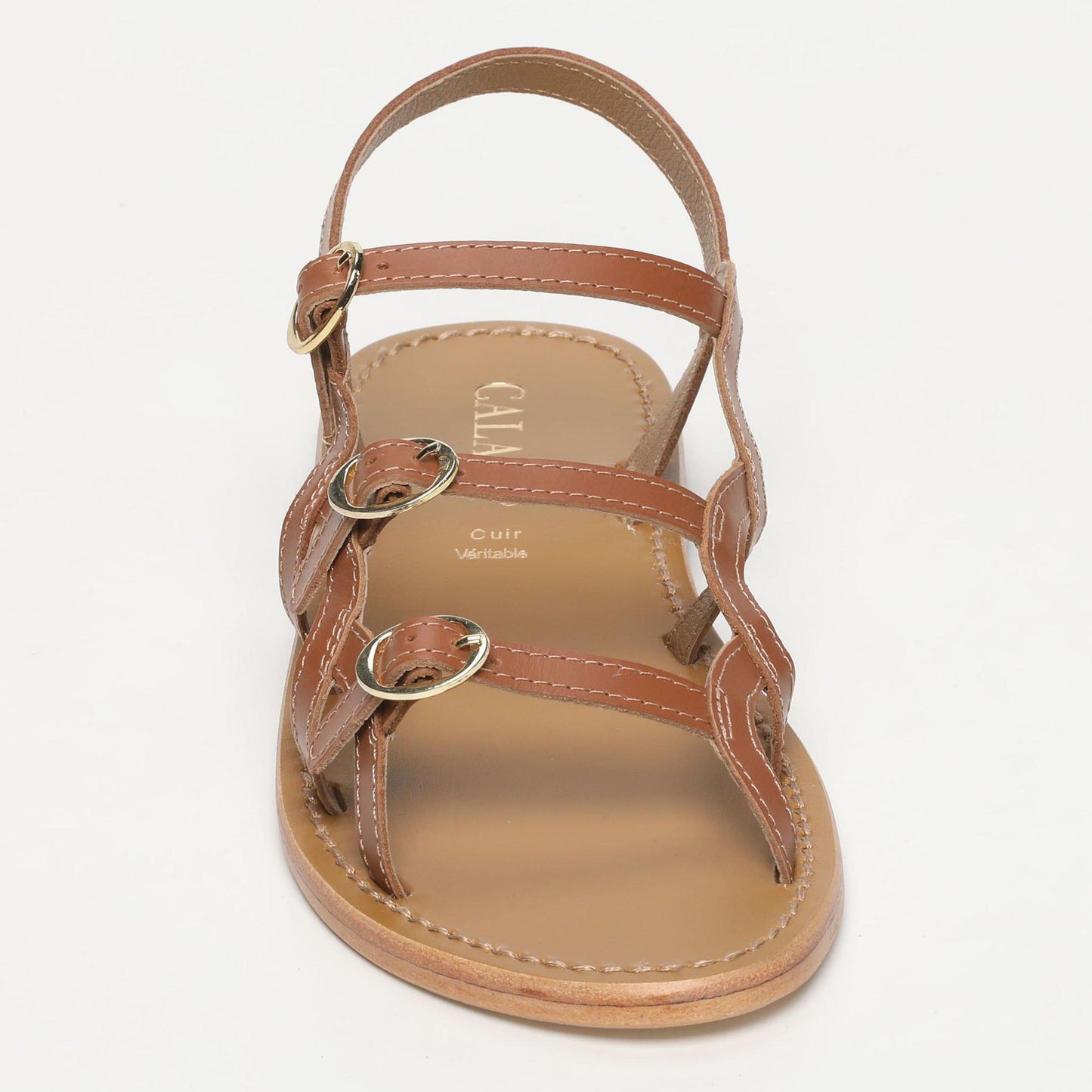 MASSA sandales en cuir camel