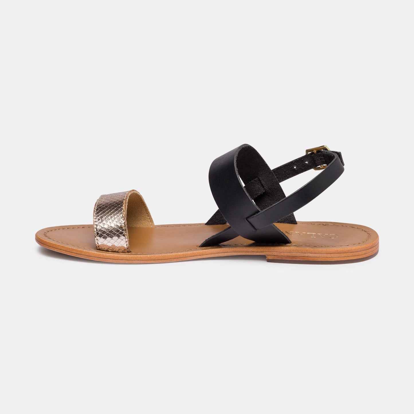 MILAGROSA sandales en cuir black gold
