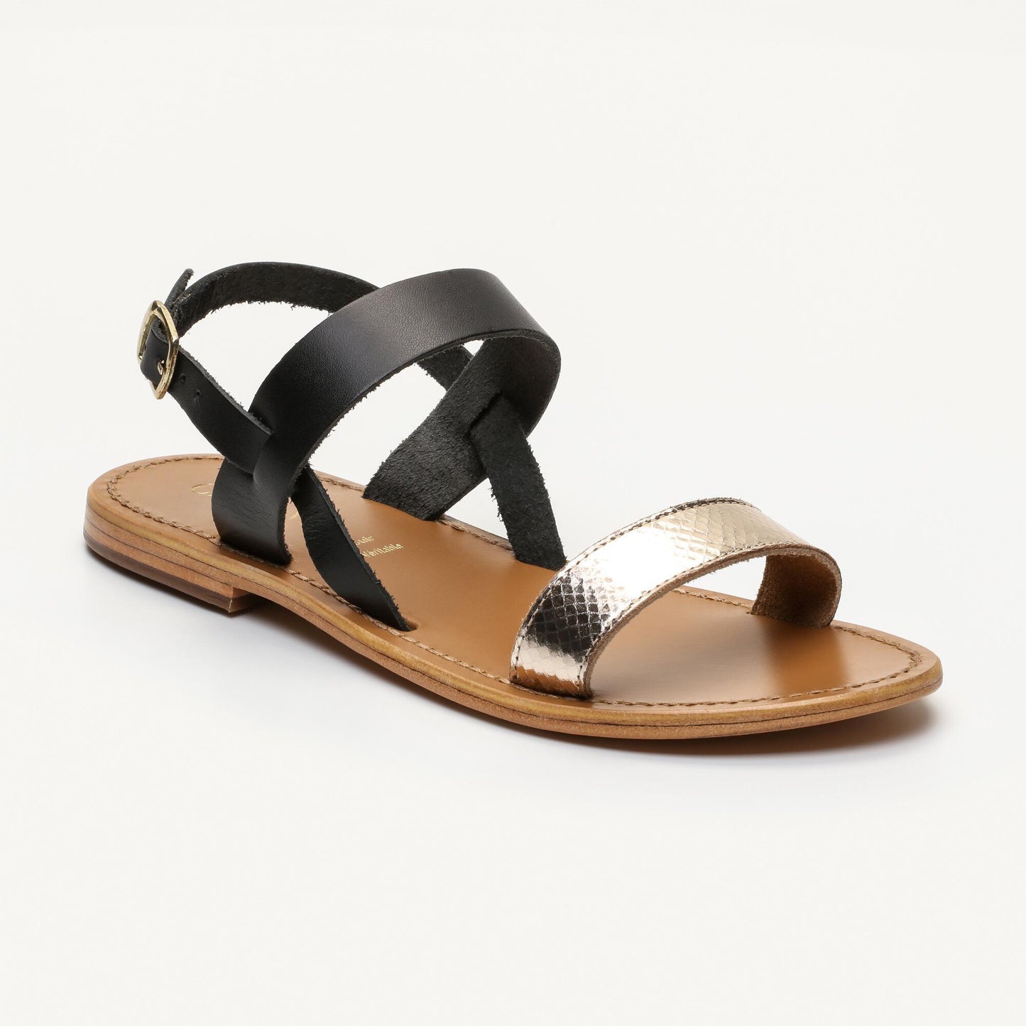 MILAGROSA sandales en cuir black gold