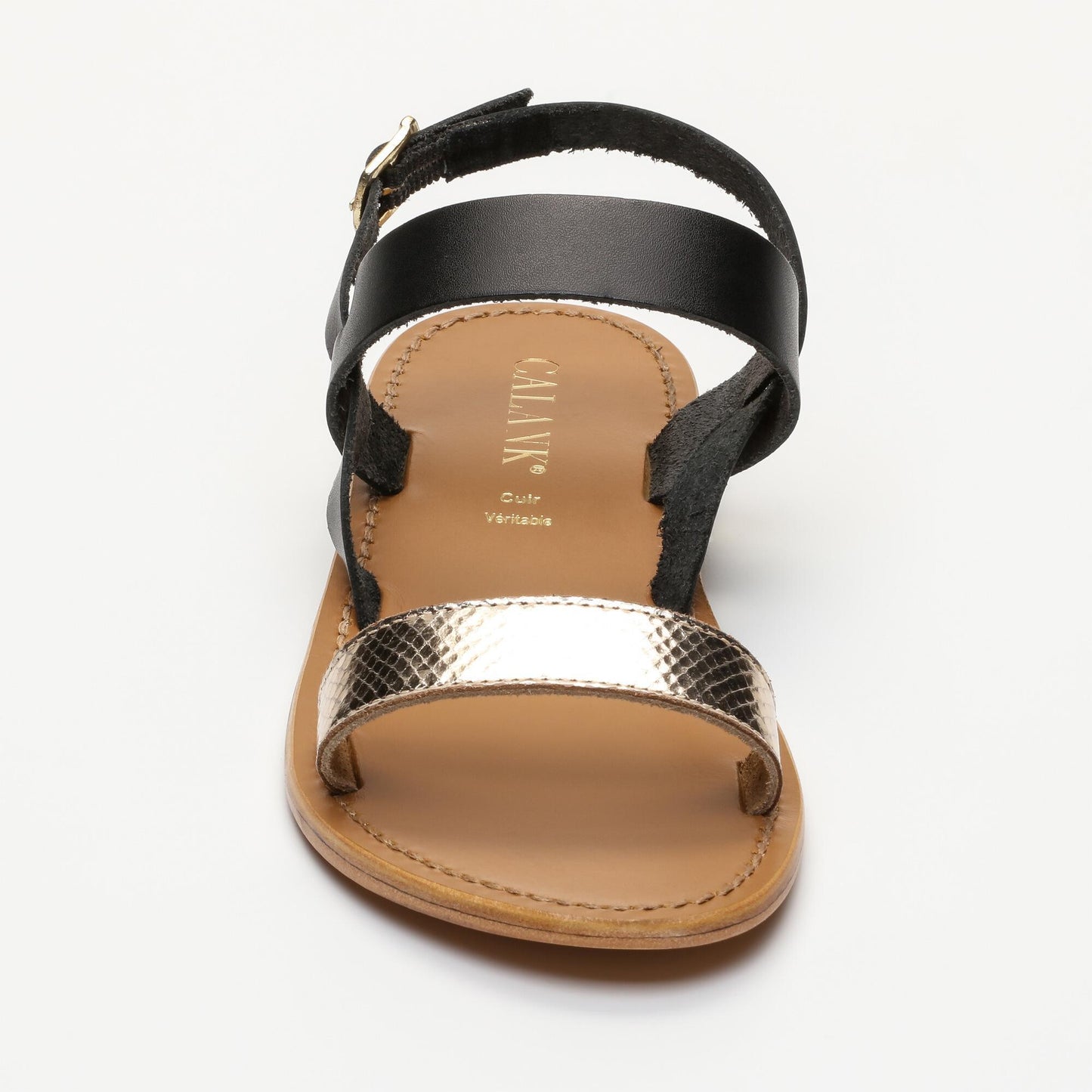 MILAGROSA sandales en cuir black gold