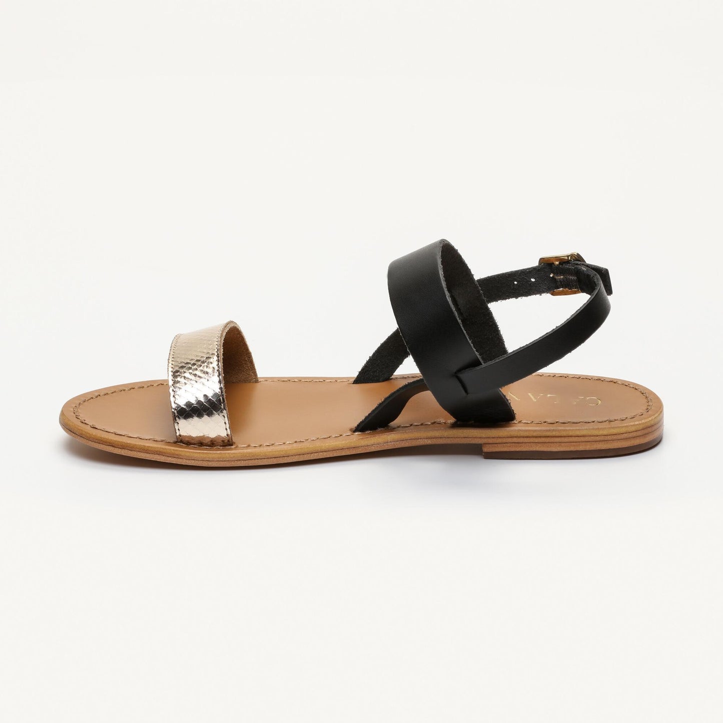 MILAGROSA sandales en cuir black gold