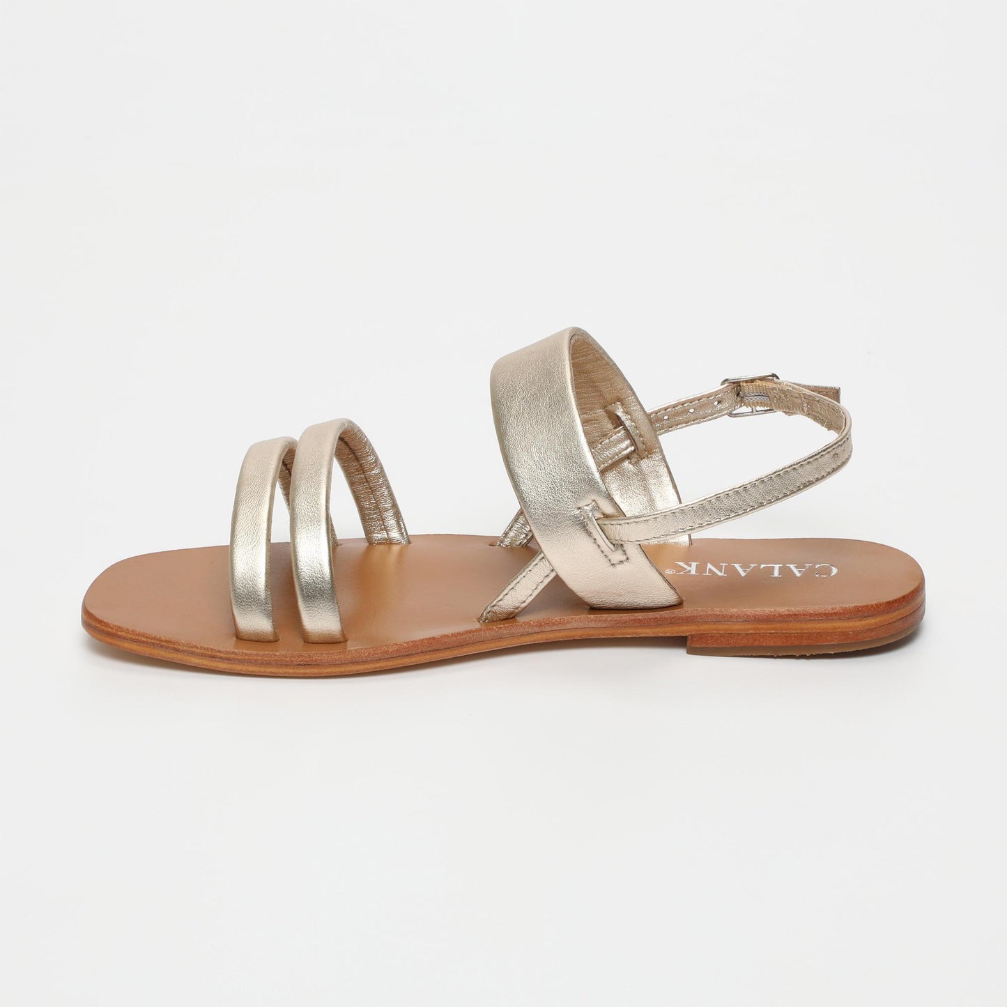Made sandales en cuir gold