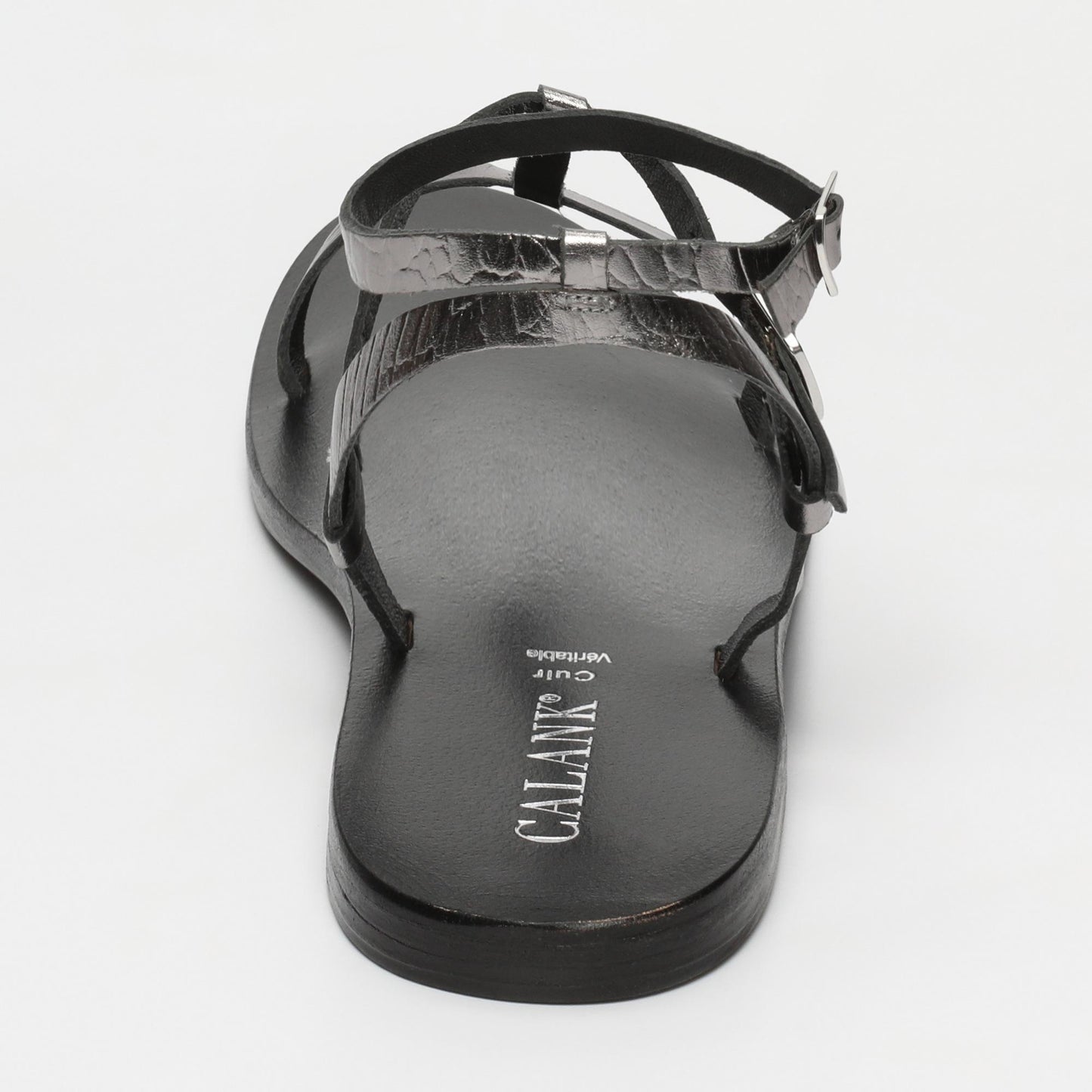 NAMI sandales en cuir pewter croco