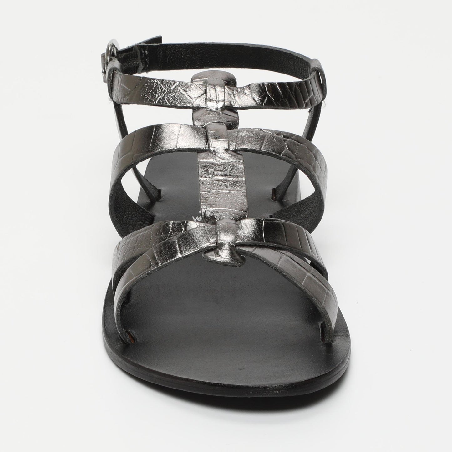 NIMA sandales en cuir pewter croco