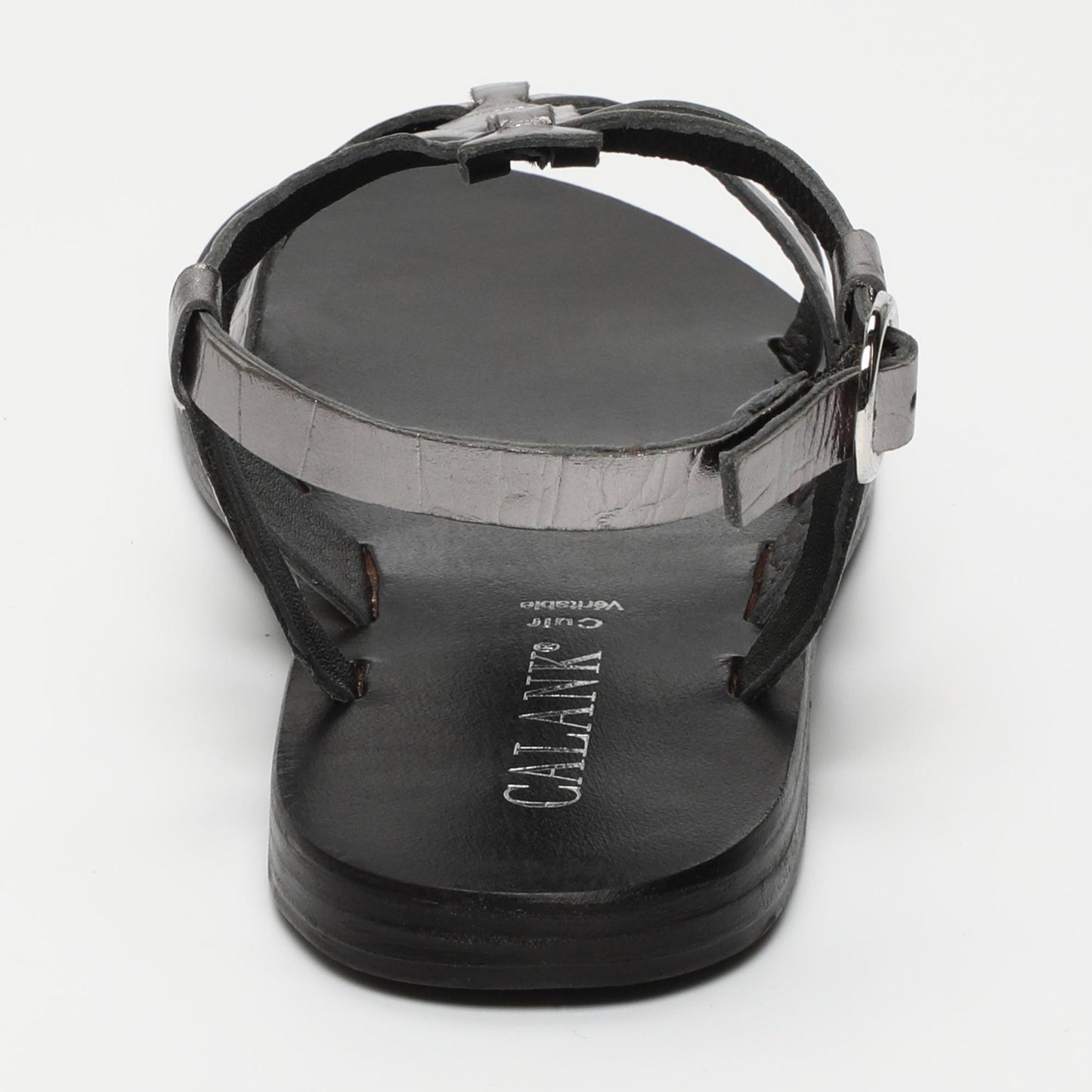 NIMA sandales en cuir pewter croco
