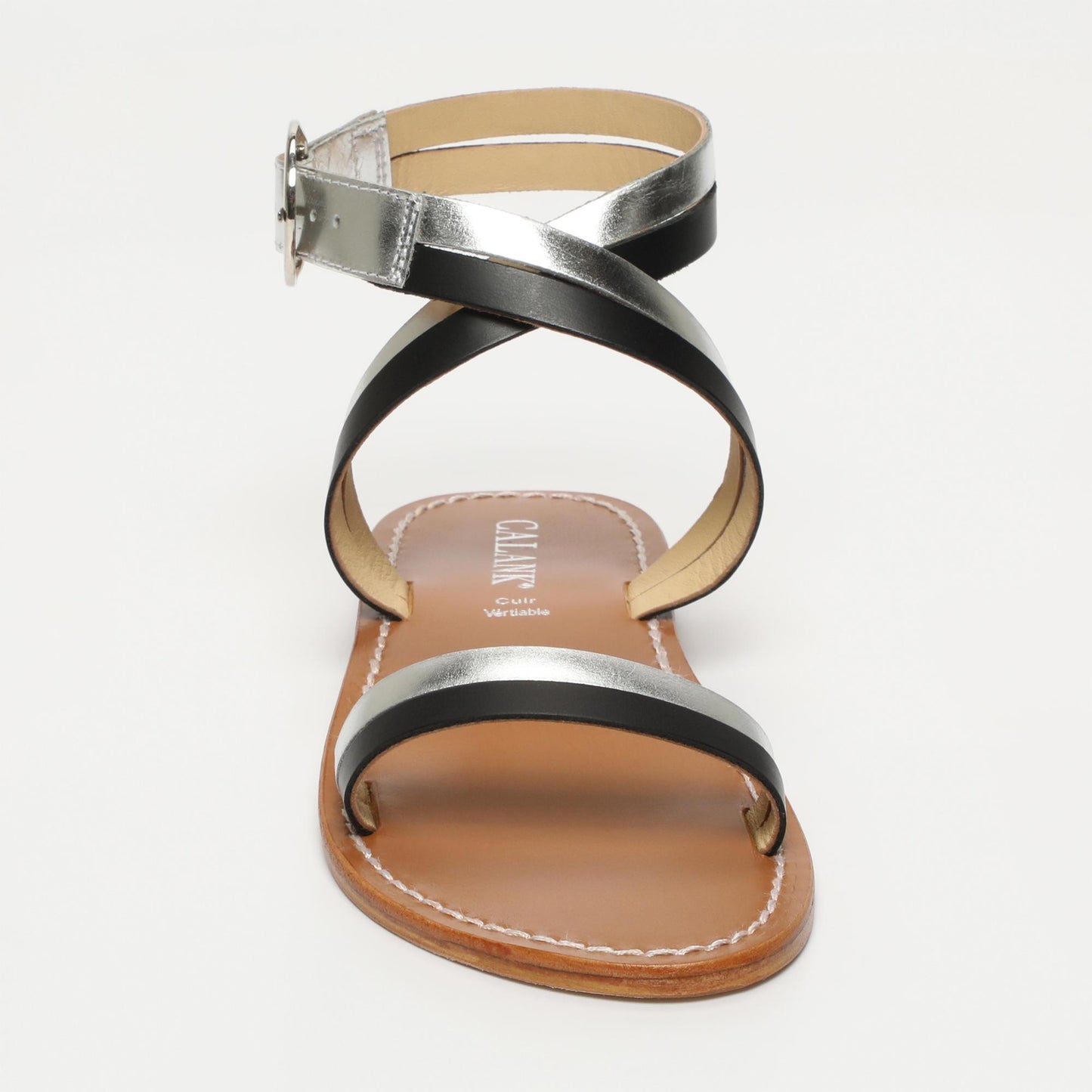 Nerina sandales en cuir black silver