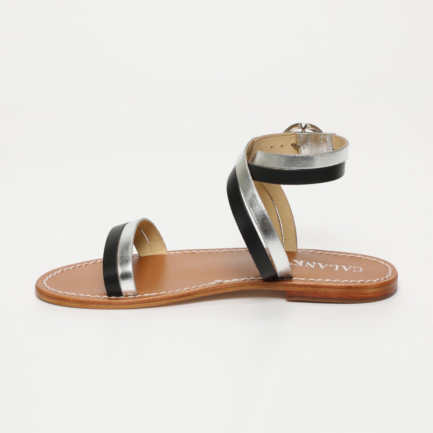 Nerina sandales en cuir black silver