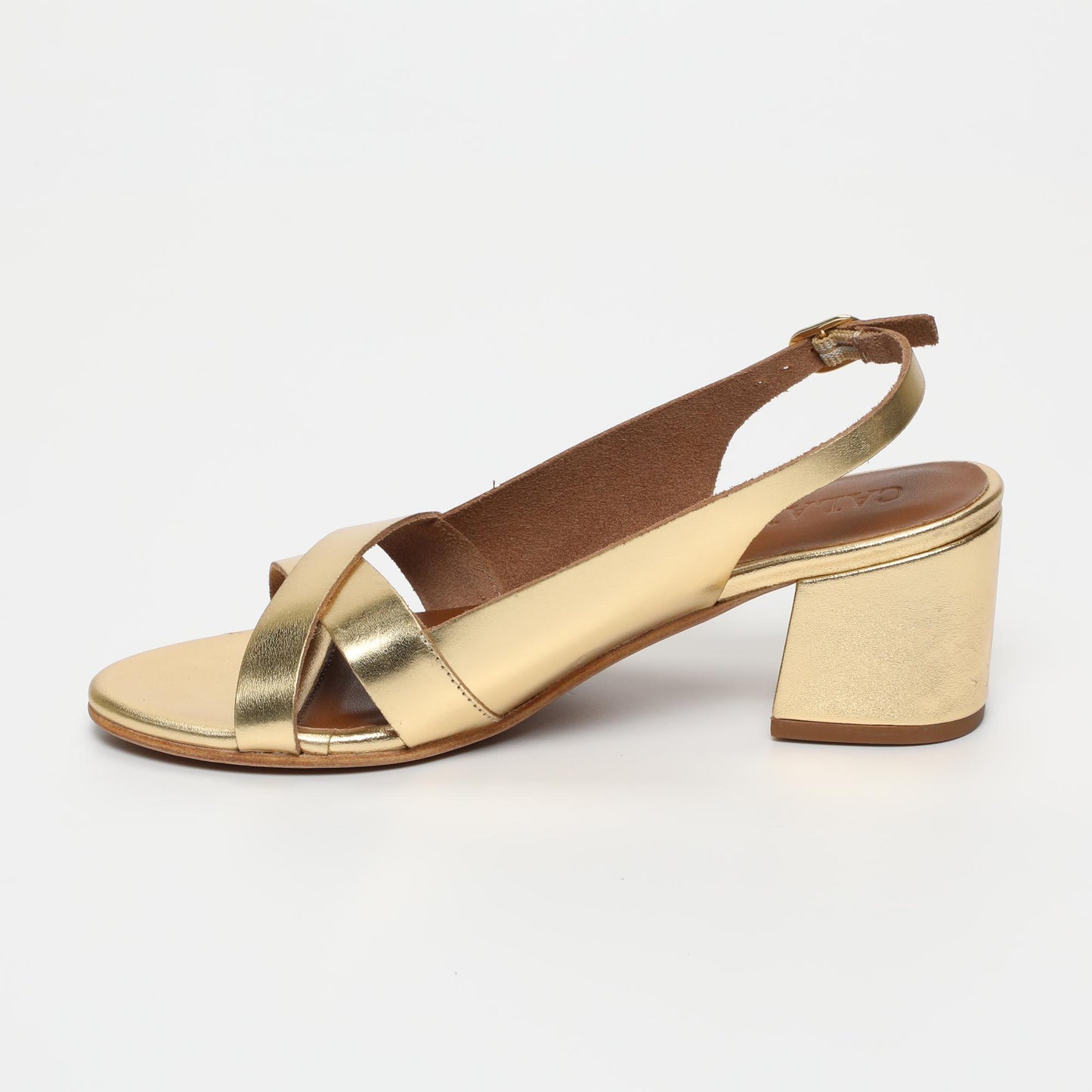 Netty sandales en cuir dark gold