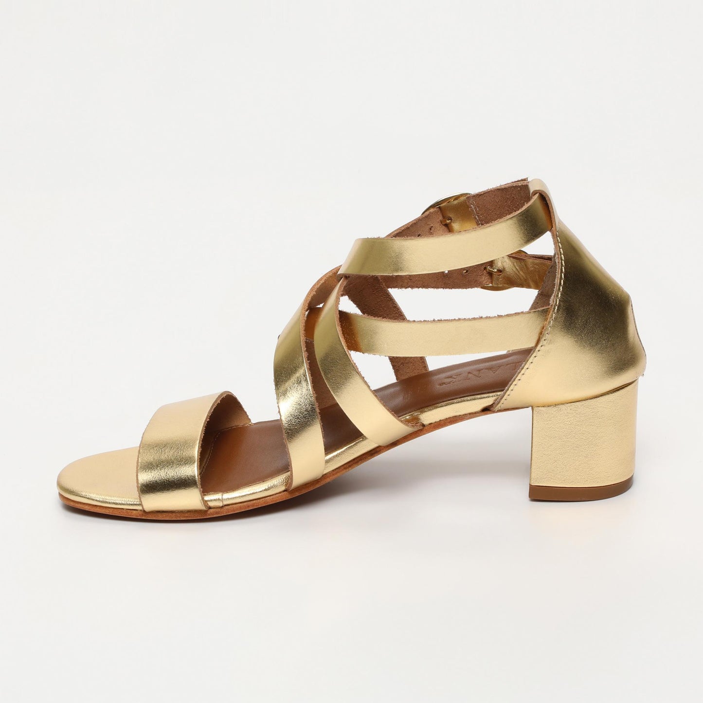 Nonna sandales en cuir dark gold
