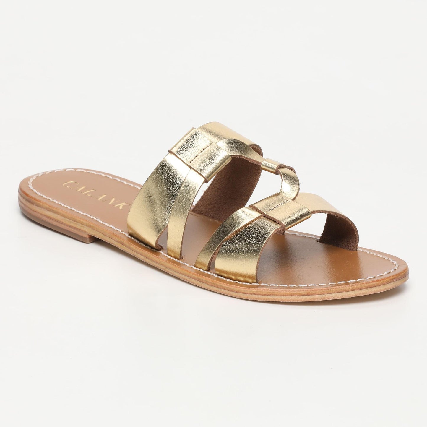 PANTAGONIA sandales en cuir dark gold