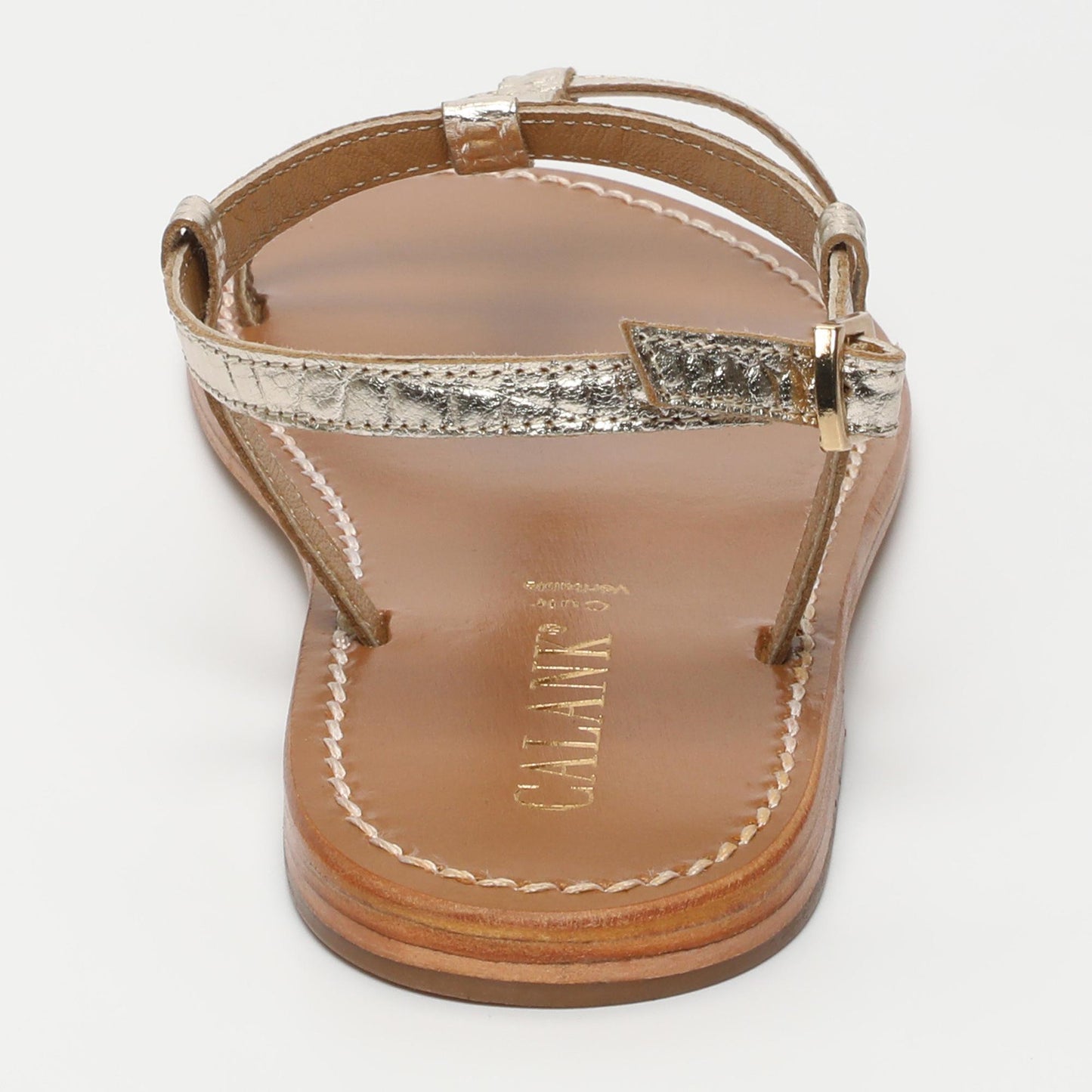 PRACA sandales en cuir lt gold croco