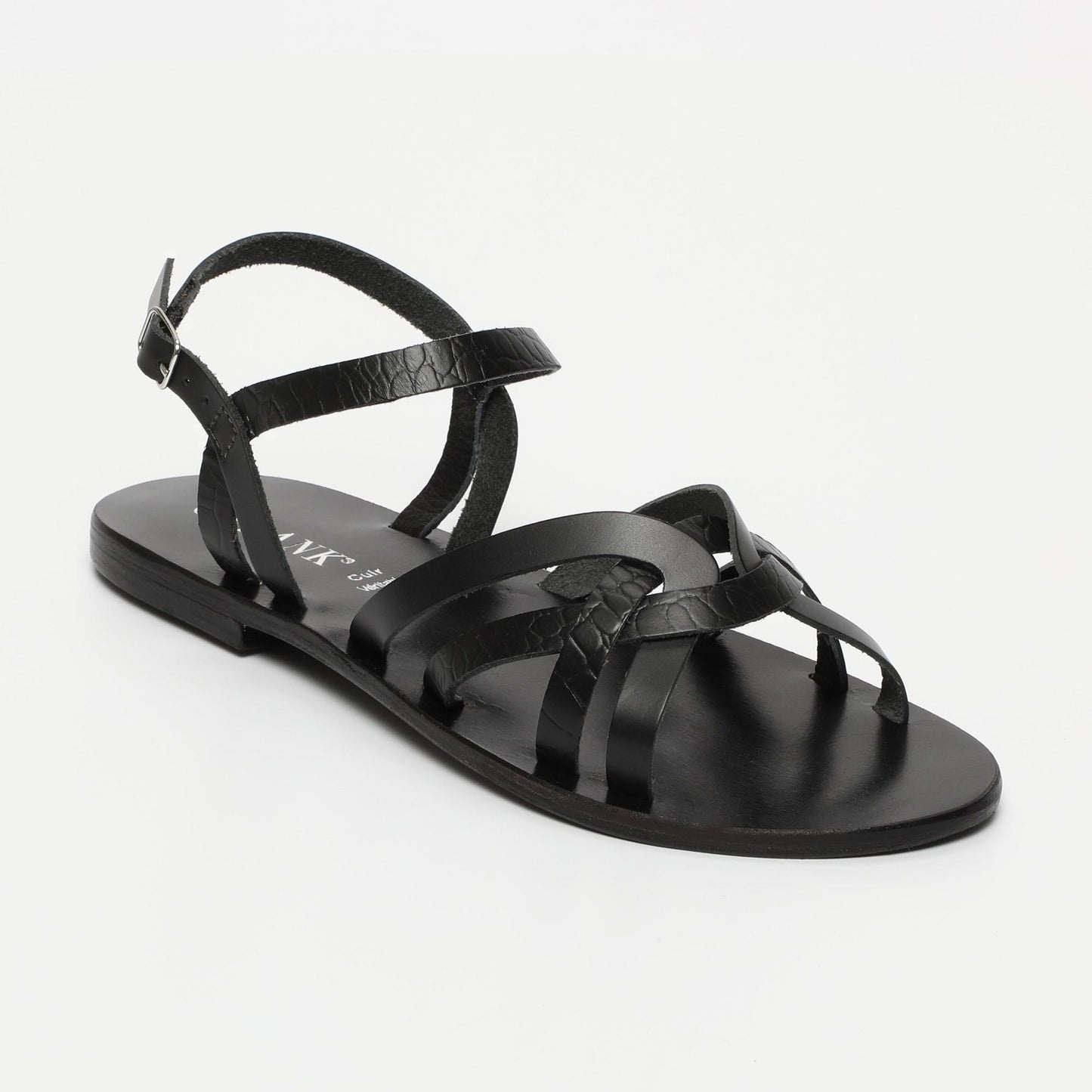 Quinn sandales en cuir black black croco