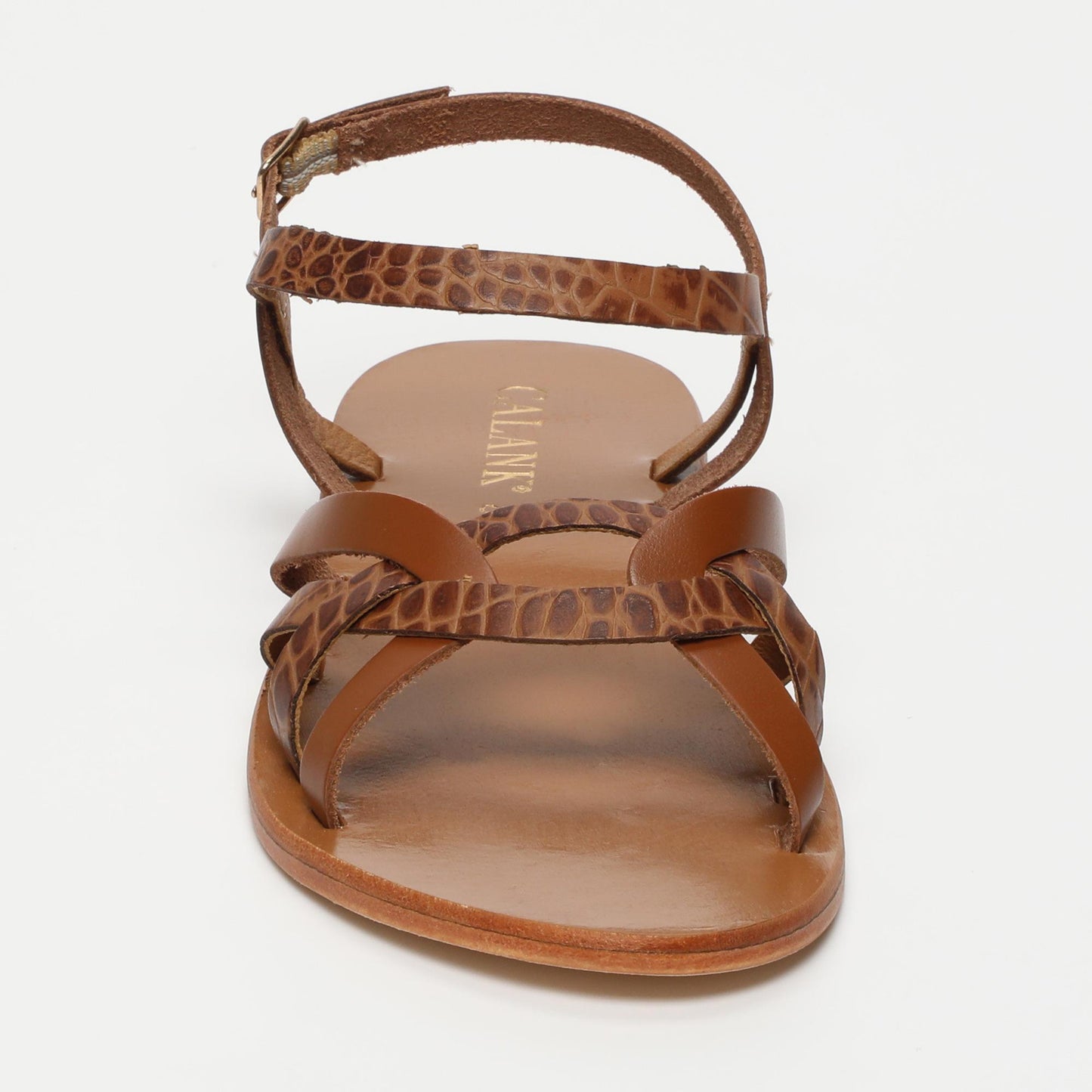 Quinn sandales en cuir tan tan croco