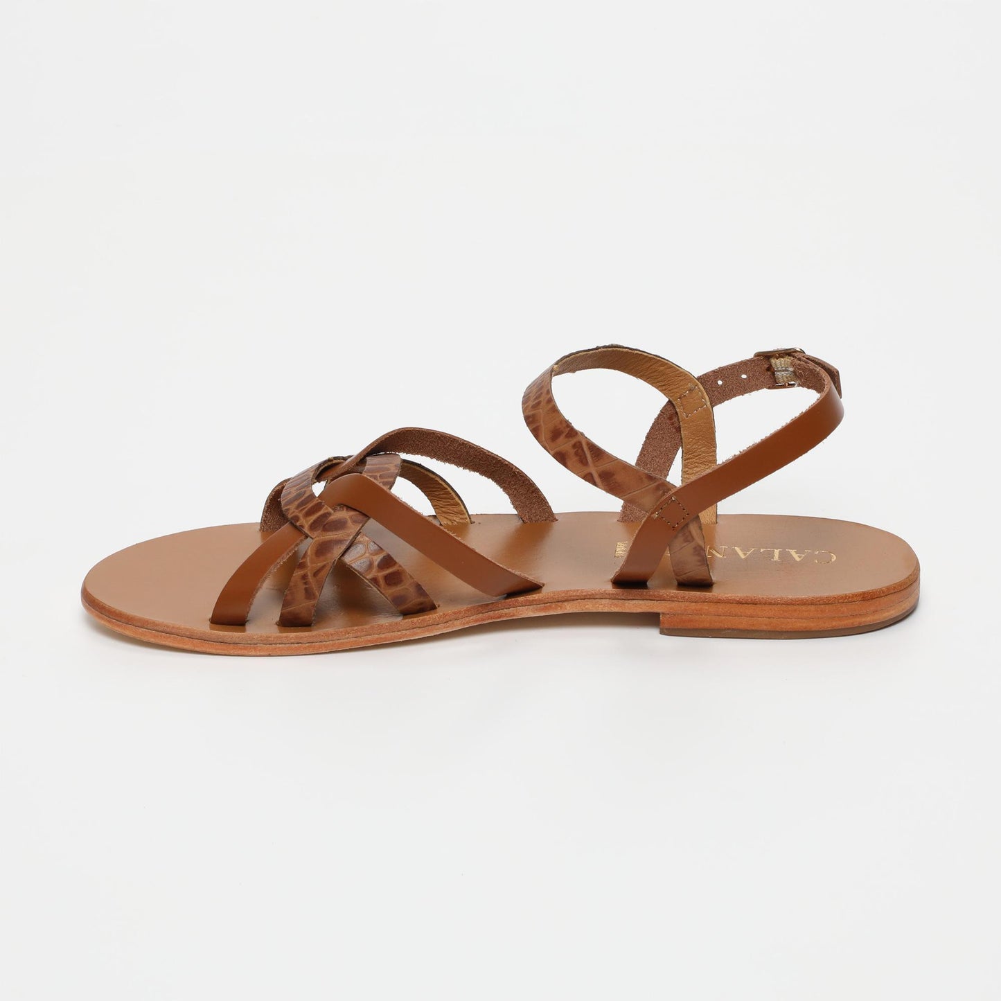 Quinn sandales en cuir tan tan croco