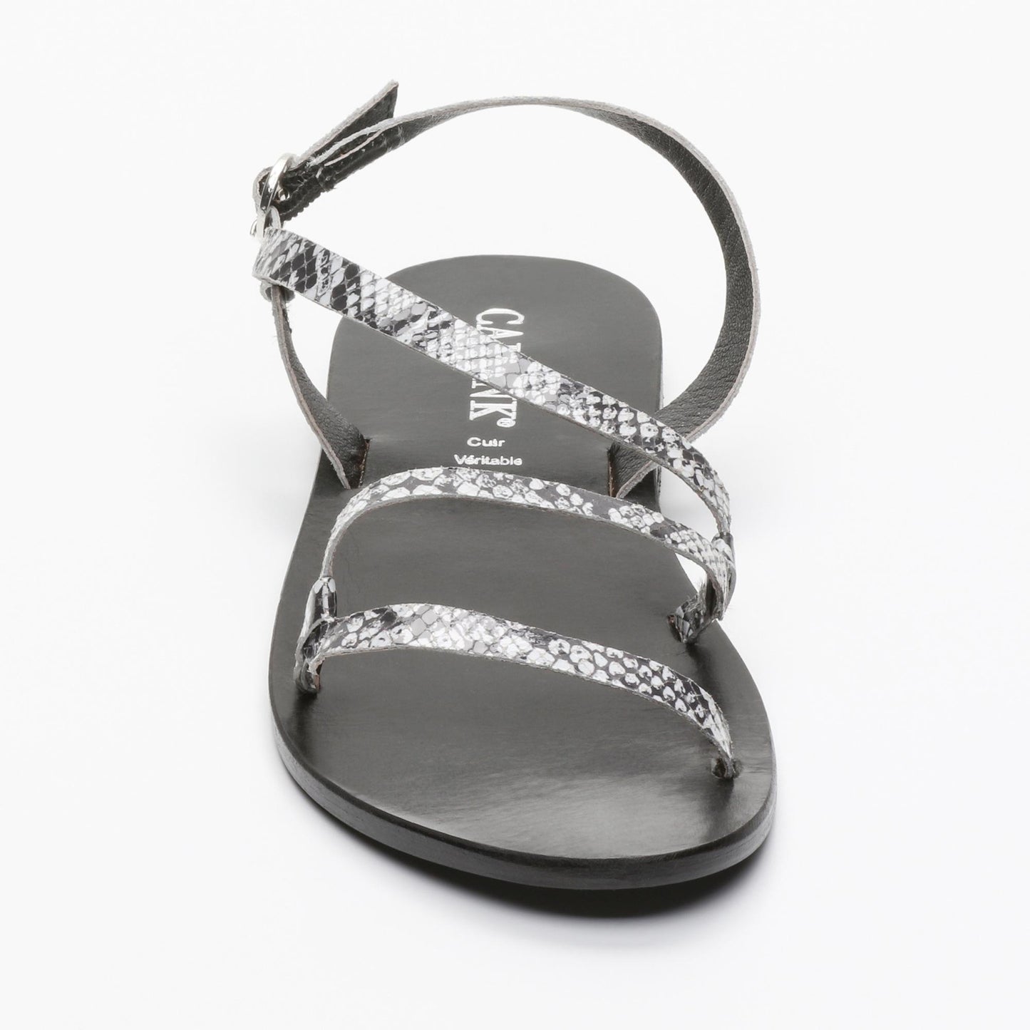 RENSKE sandales en cuir b&w snake