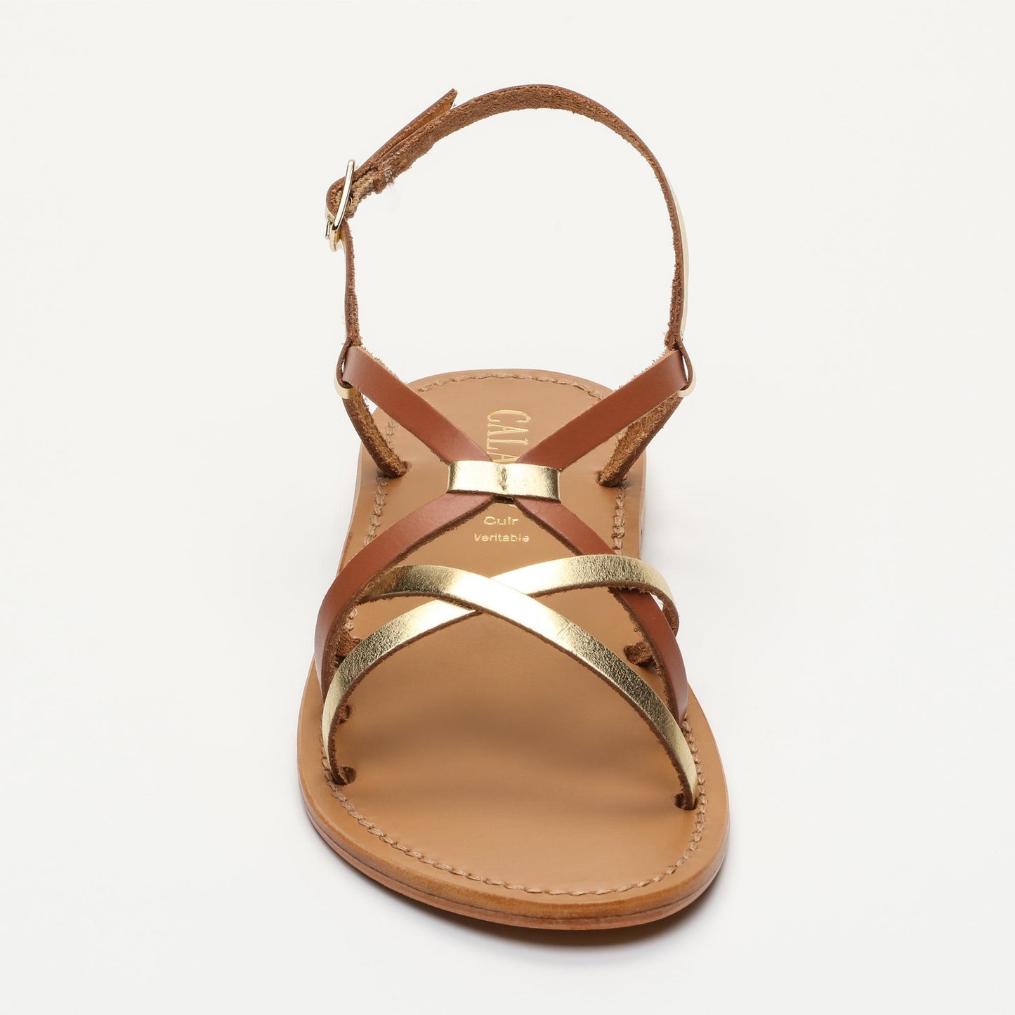 ROZENE sandales en cuir dark gold camel