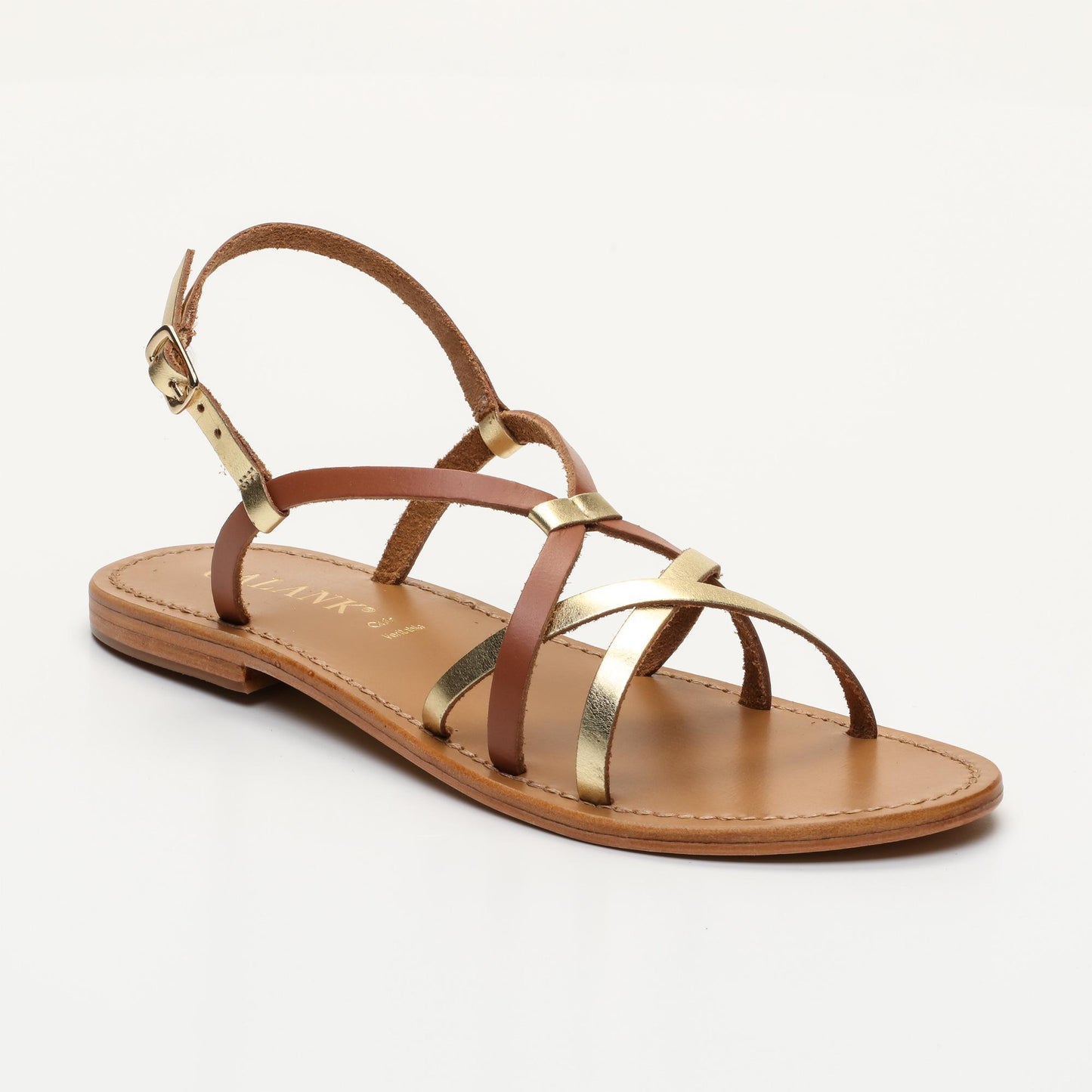 ROZENE sandales en cuir dark gold camel