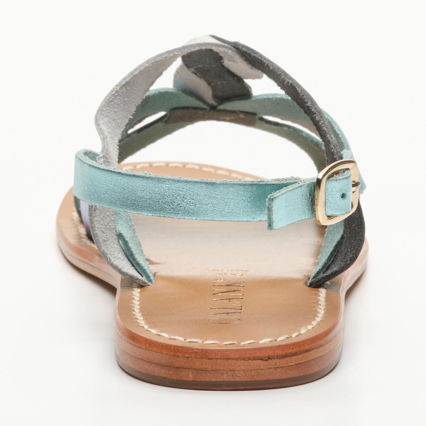 SUZETTE sandales en cuir aqua electric blue silver