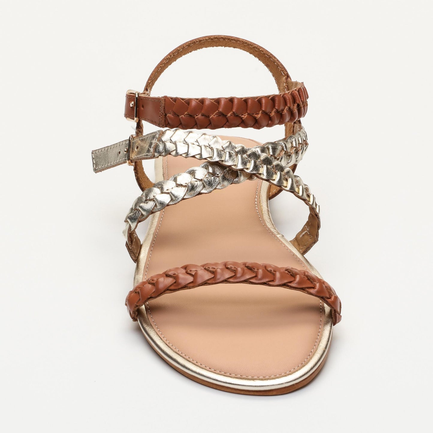 YALINA sandales en cuir camel gold