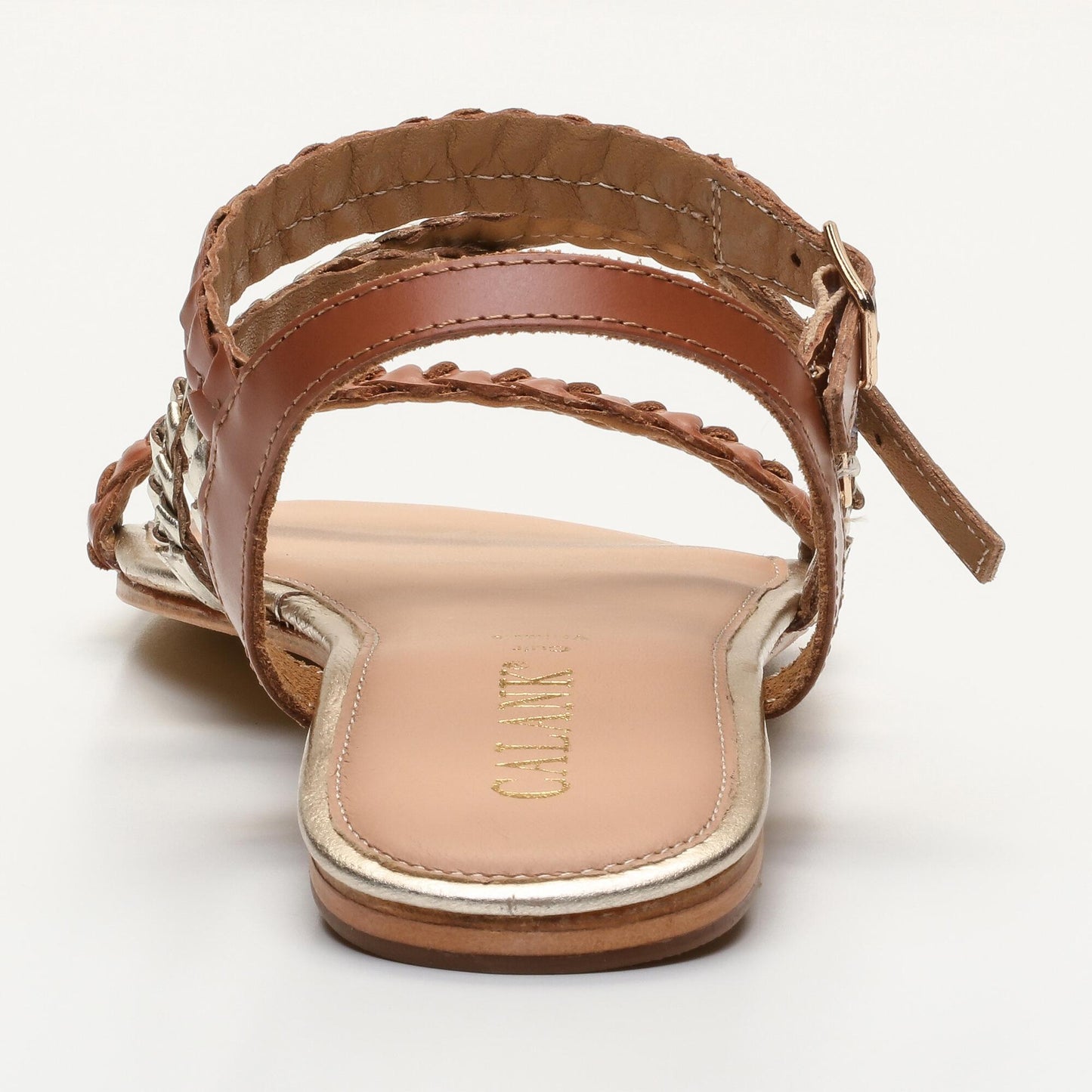YALINA sandales en cuir camel gold
