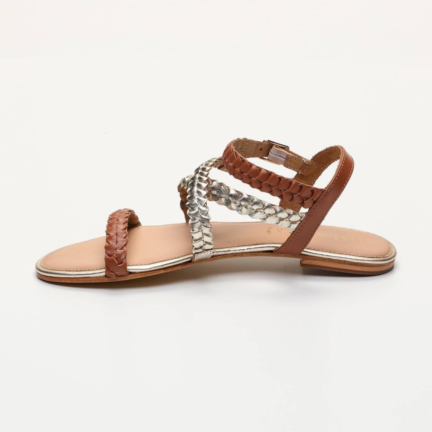 YALINA sandales en cuir camel gold