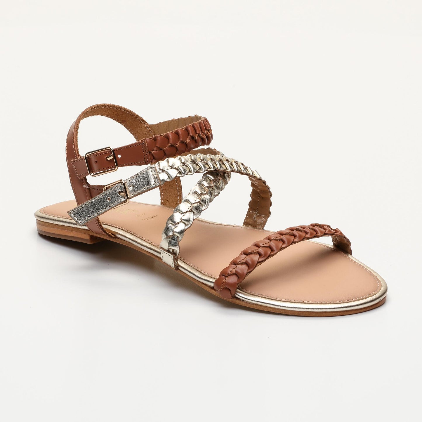 YALINA sandales en cuir camel gold