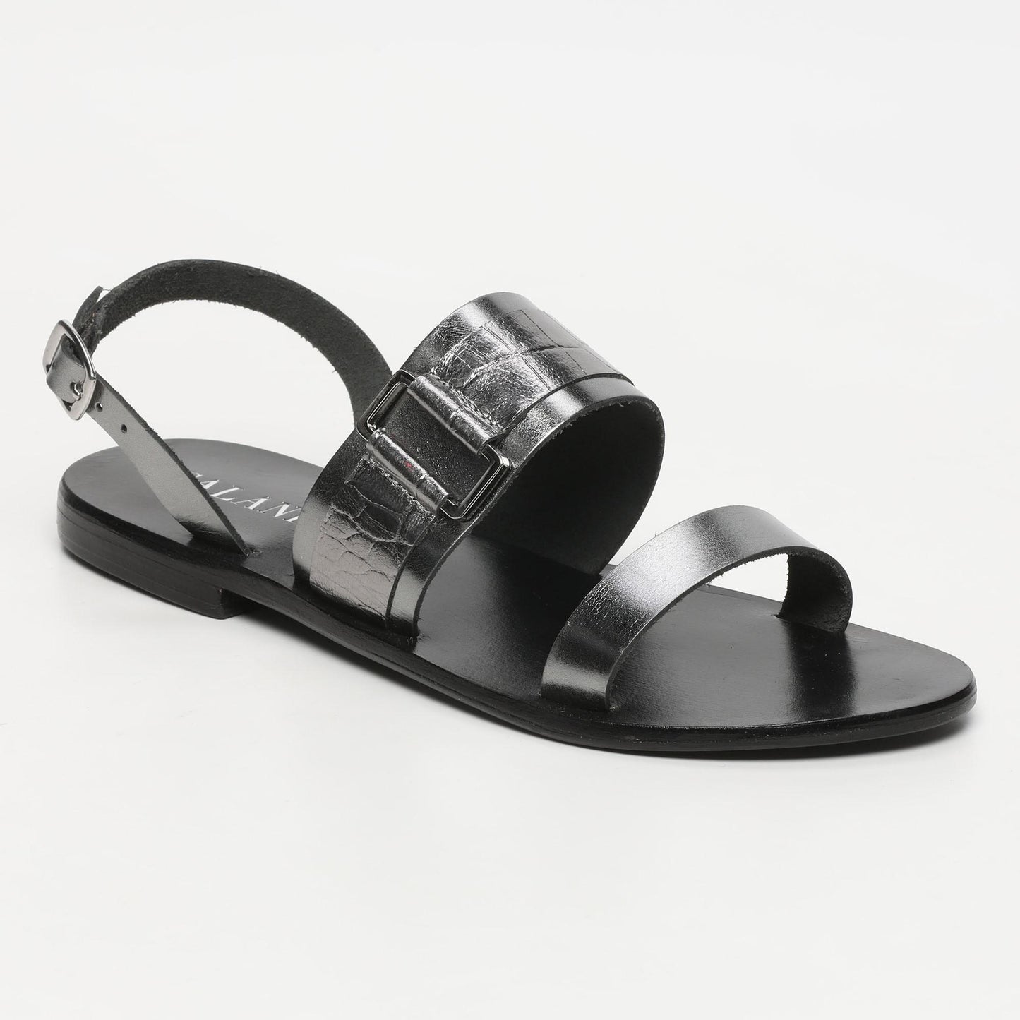 ZURDO sandales en cuir pewter