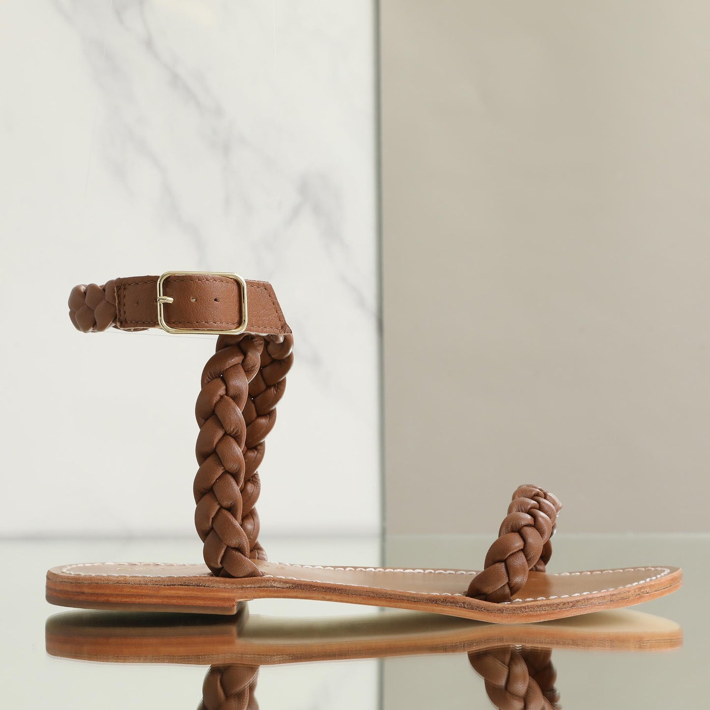 lani sandales en cuir camel
