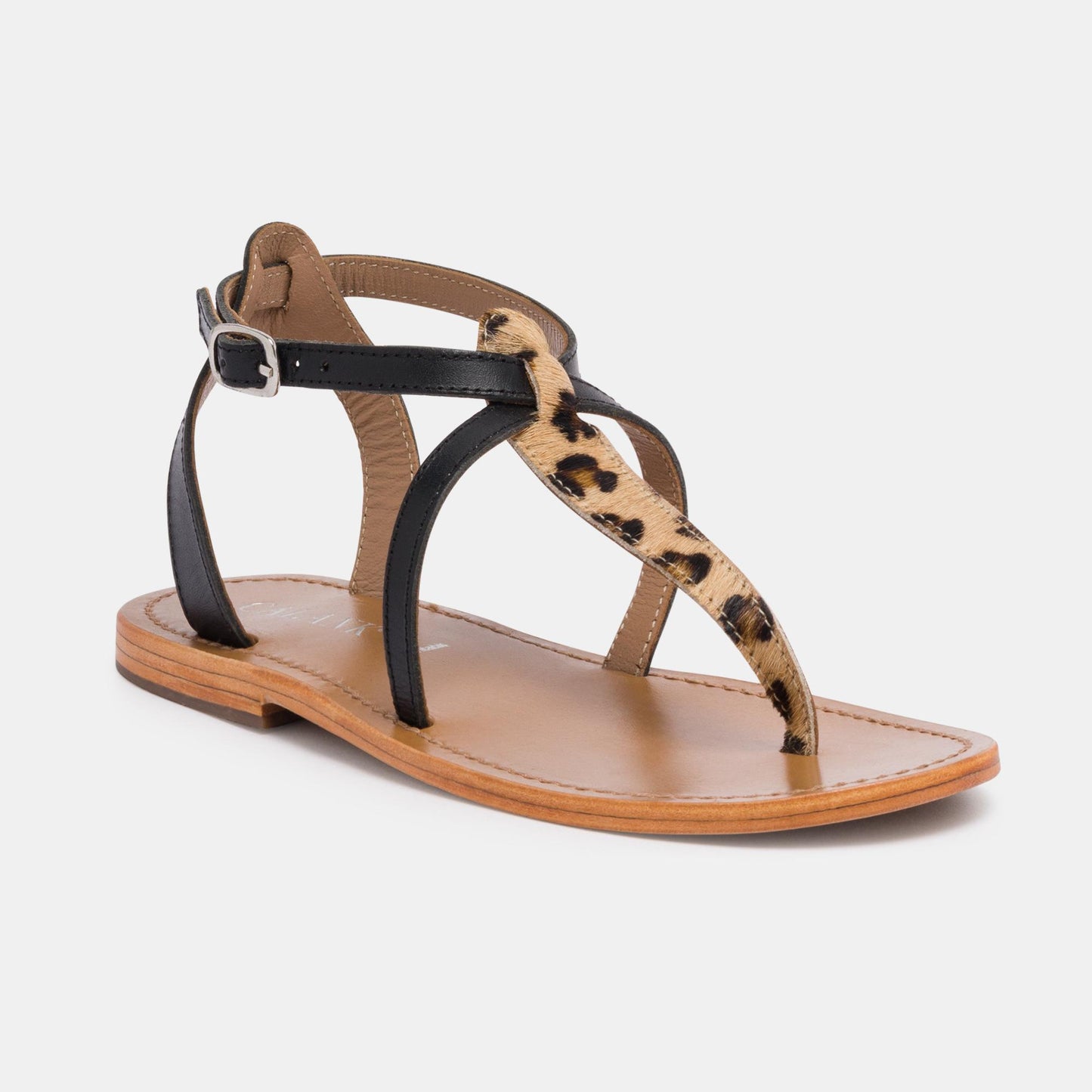 BARRA sandales en cuir black leopard